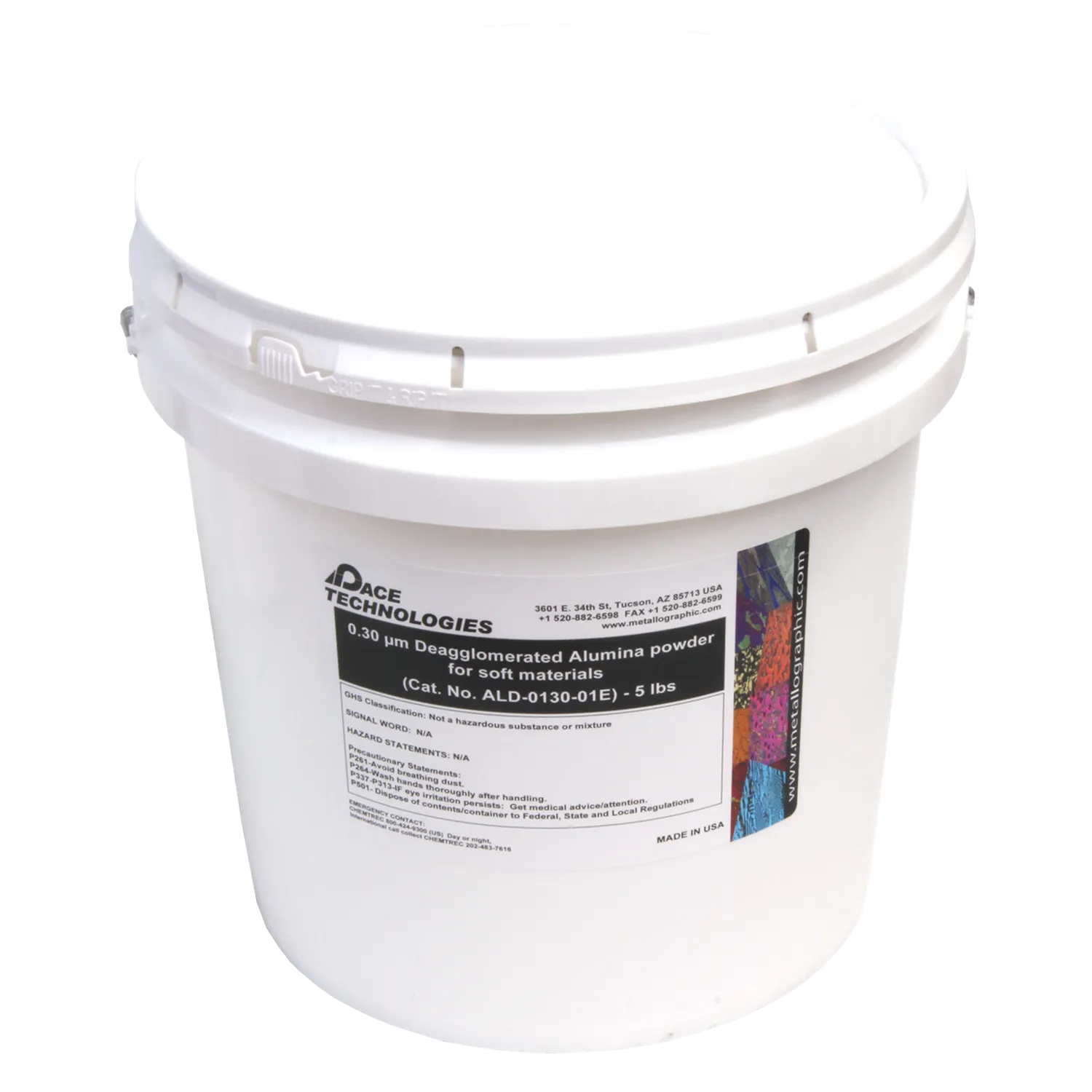 Polvo de alúmina desaglomerada de grado electrónico, 0,30 micrones, ALD-0103-E