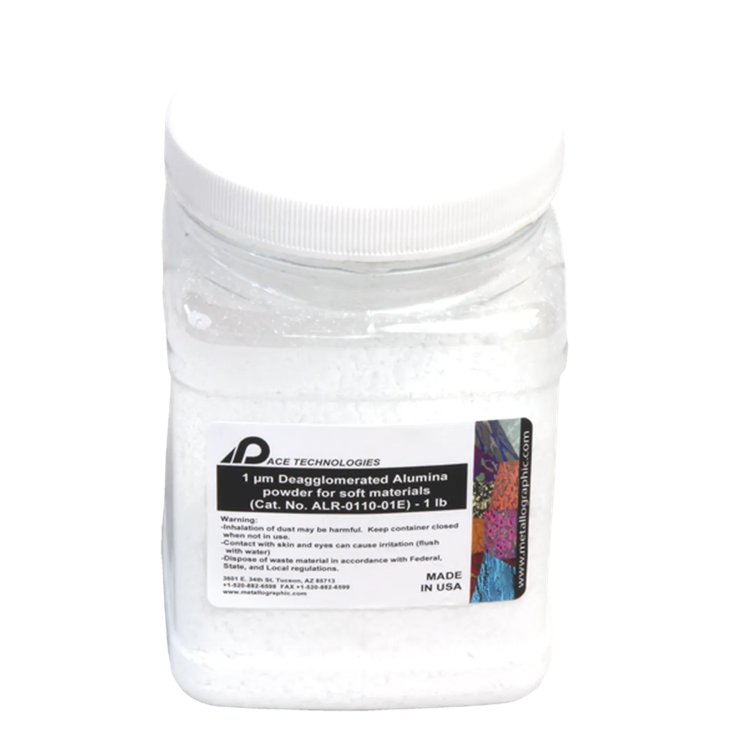 Polvo de alúmina desaglomerada de grado electrónico, 1 micra, ALD-0110-E