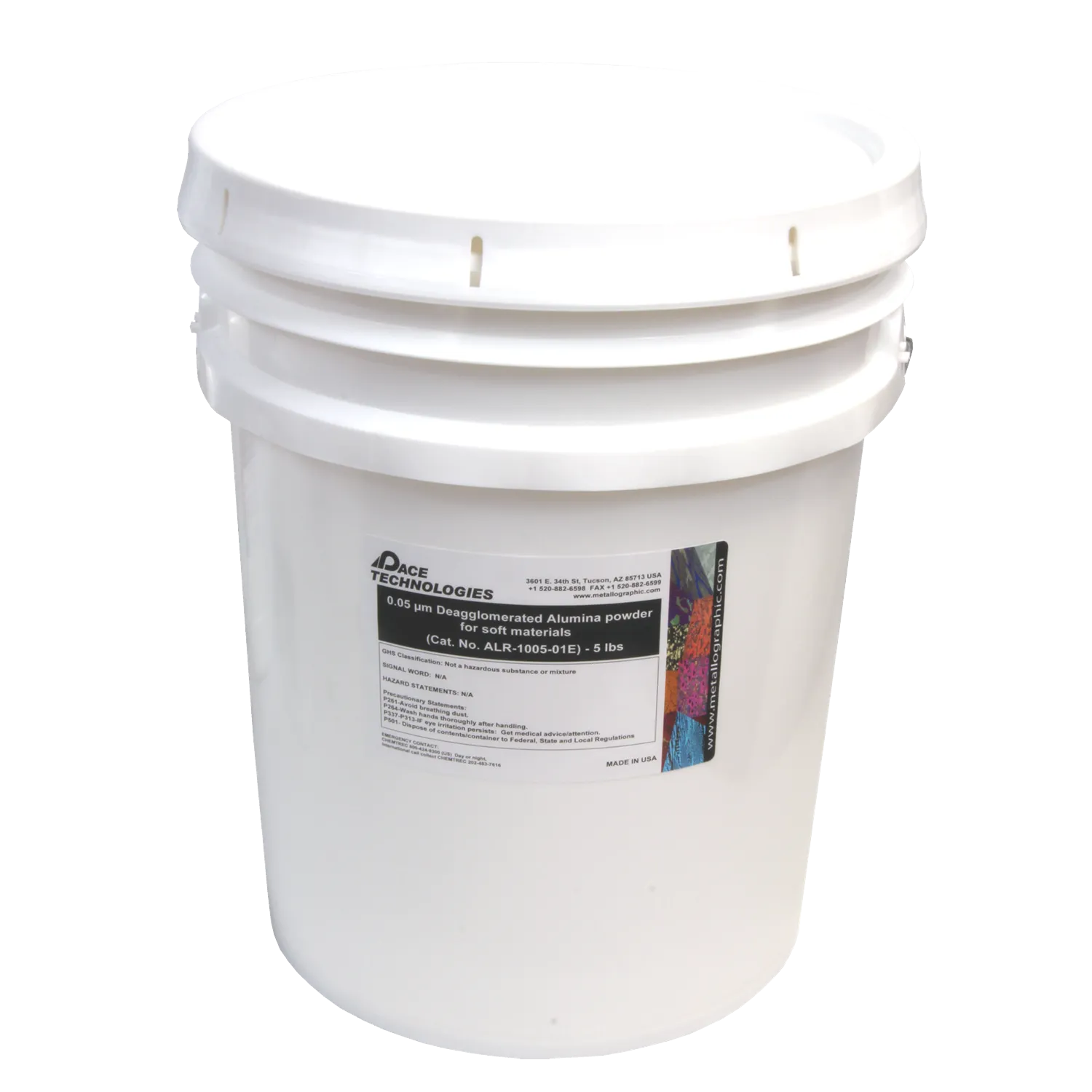 Polvo de alúmina desaglomerada de grado electrónico, 0,05 micrones, ALD-1005-E