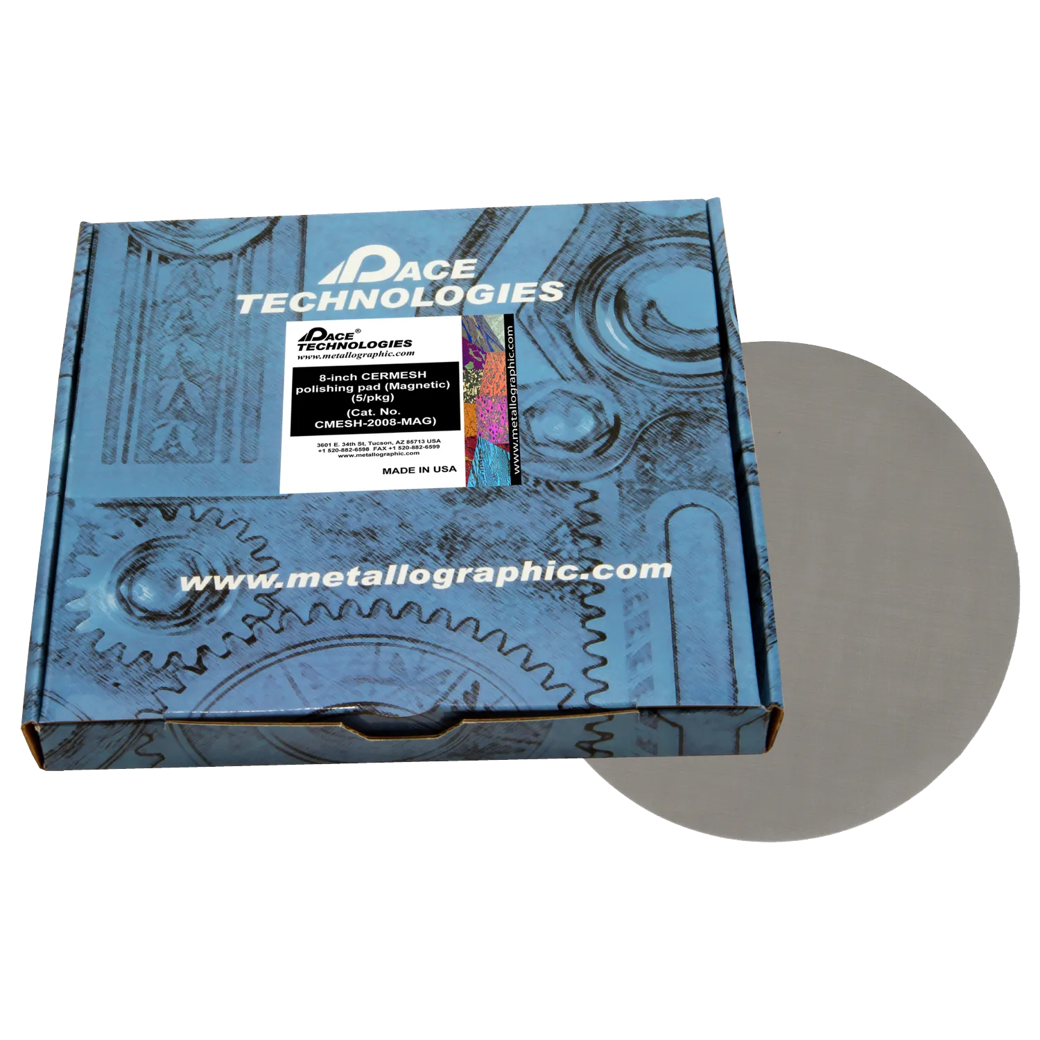 Almohadilla de pulido CERMESH de 8" con caucho magnético, CMESH-2008-MAG