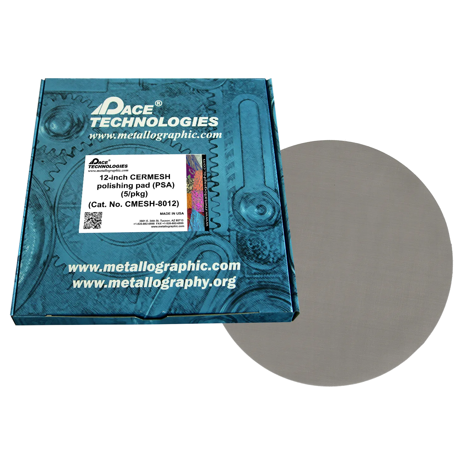 Almohadilla de pulido de malla metálica CERMESH de 12" con respaldo de PSA, CMESH-2012