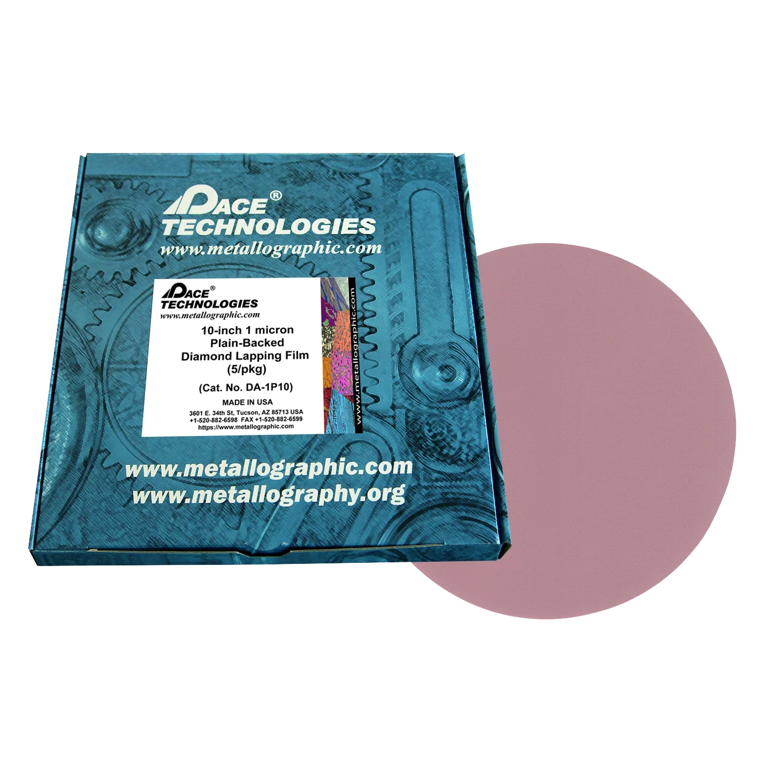 10" Diamond Lapping Film with plain backed, 1 micron, 5/box, DA-1P10
