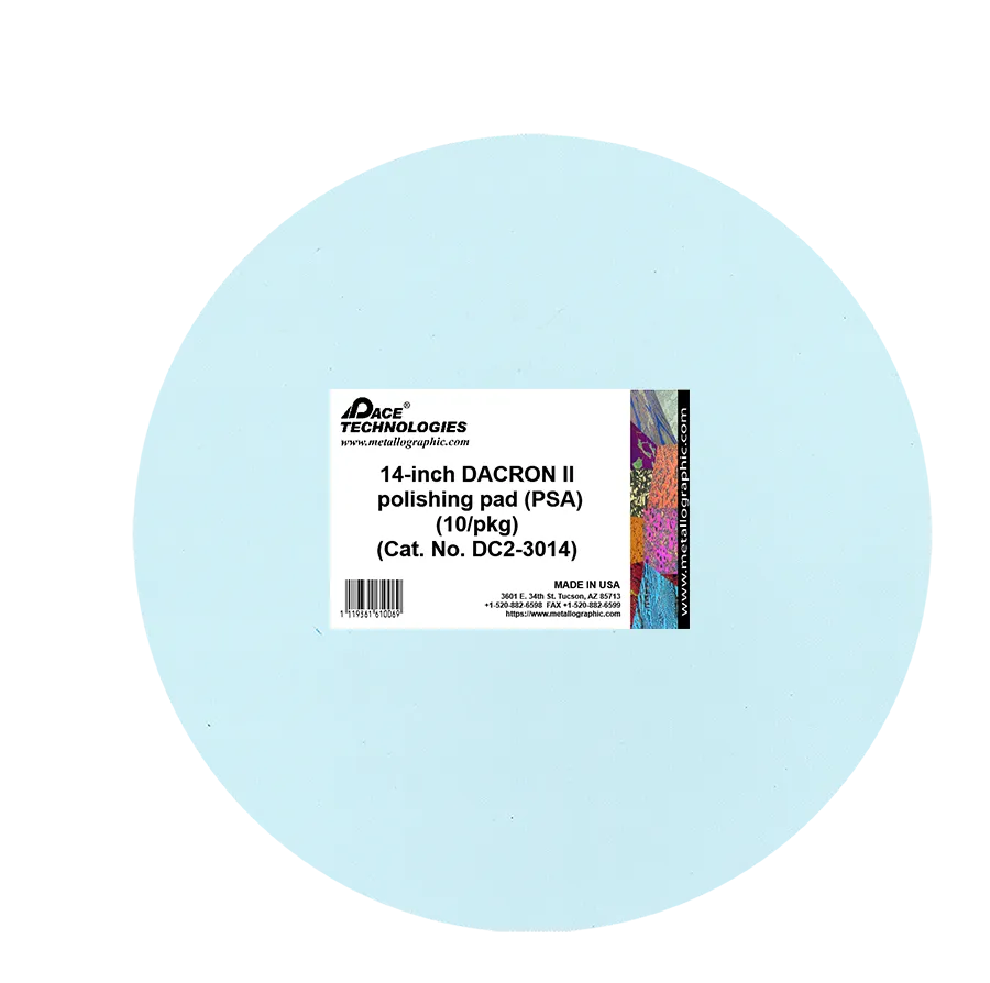 Almohadilla de pulido de malla metálica DACRON II de 14" con respaldo de PSA, DC2-3014