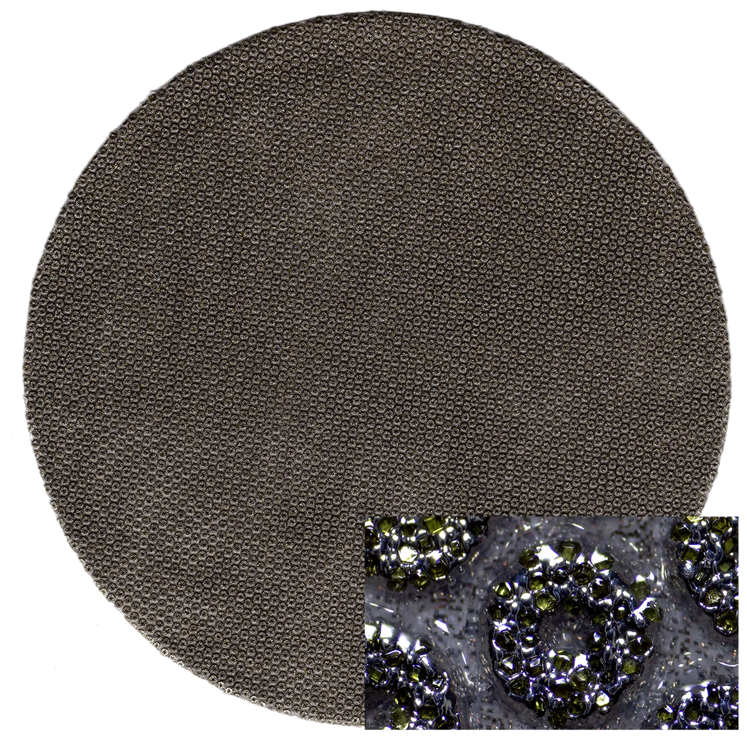 Disco abrasivo de diamante con aglomerante metálico de 8" con respaldo de PSA, 250 micrones, 1/caja, DIA-M250-08-PSA