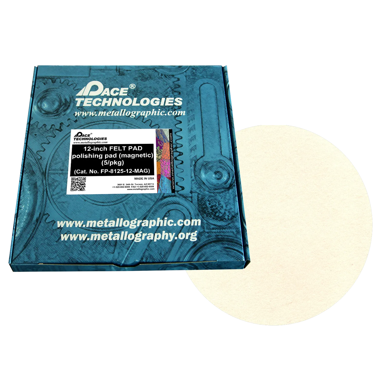 Almohadilla de pulido FELTPAD de 12" con goma magnética, FP-8125-12-MAG