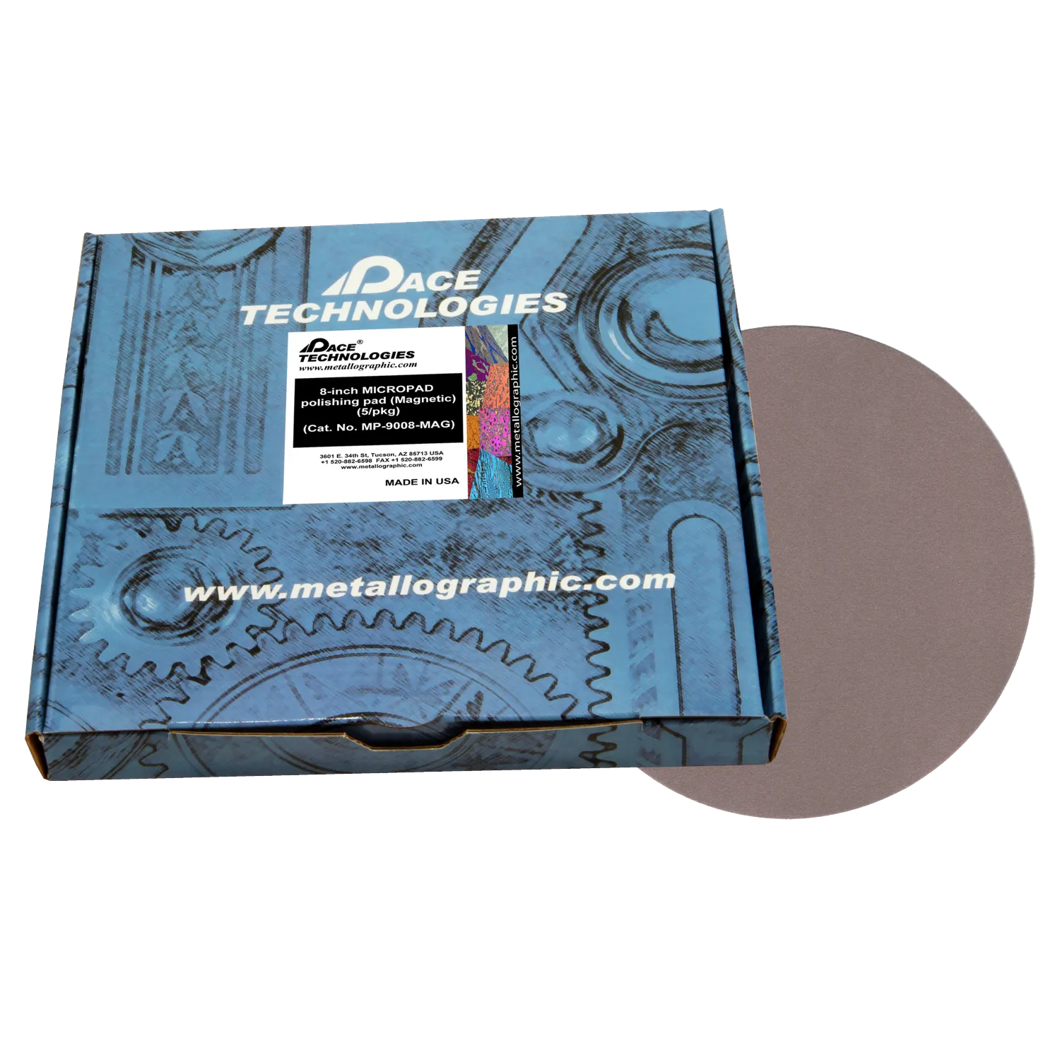 Almohadilla de pulido MICROPAD de 8" con goma magnética, MP-9008-MAG