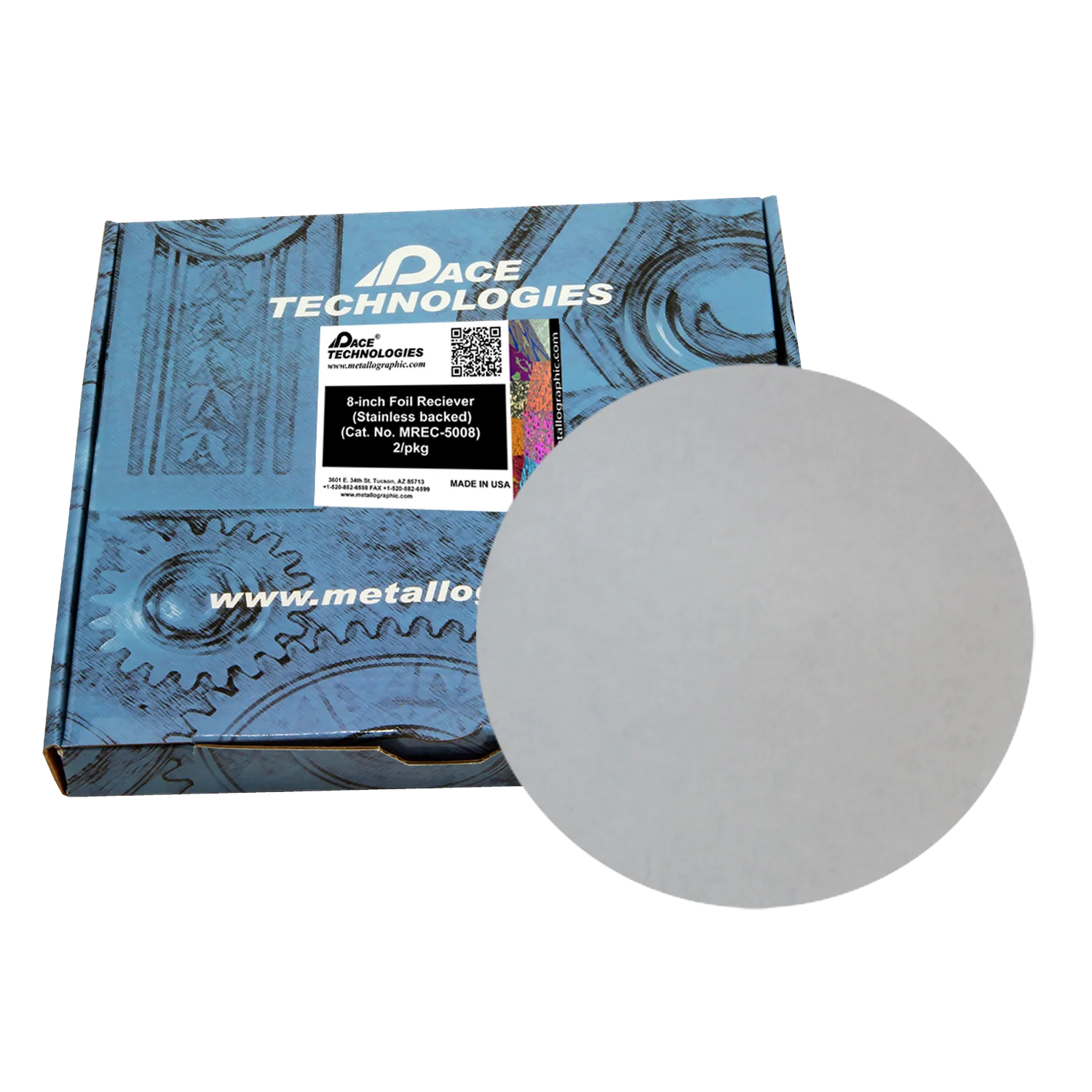 Receptor de 8" para pulido abrasivo de láminas de SiC con respaldo magnético (2/paquete), MREC-5008