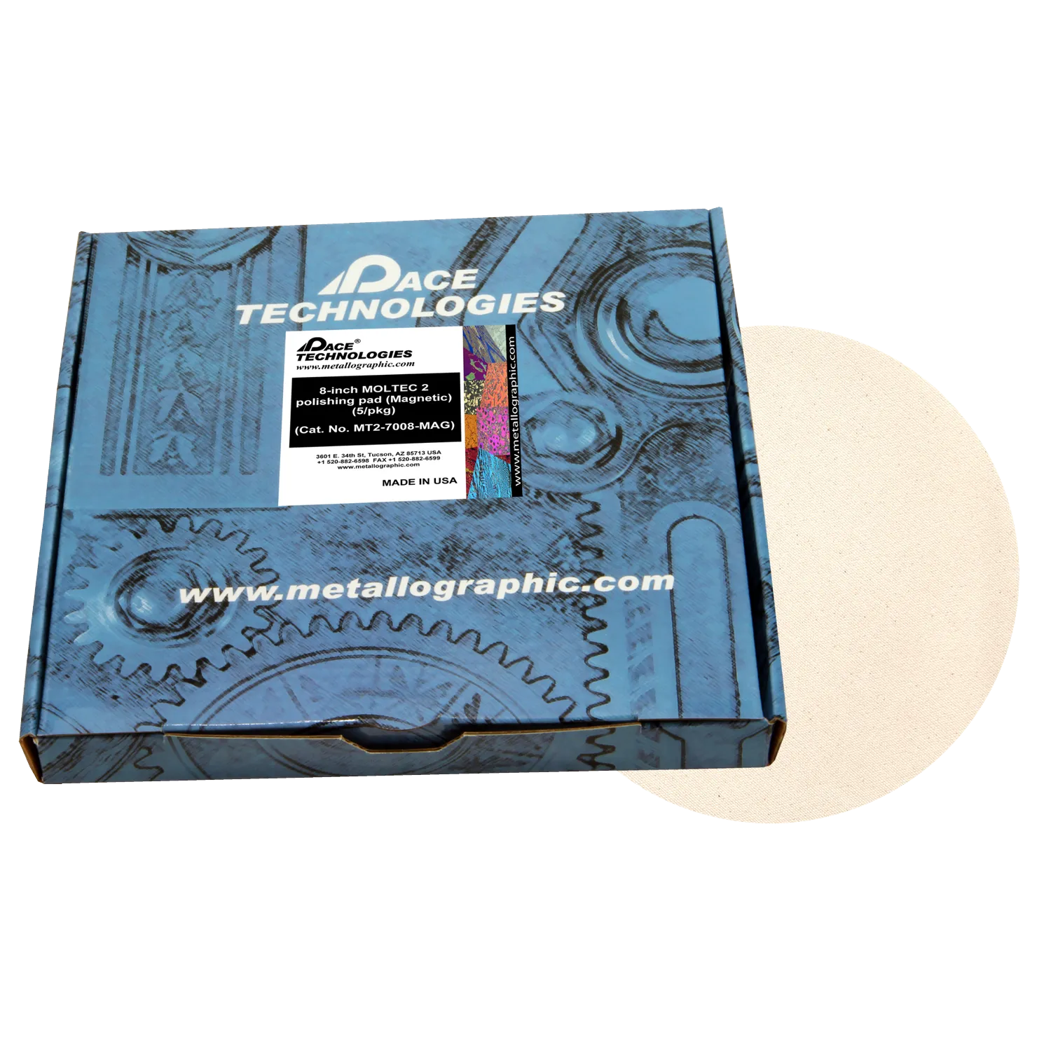 Almohadilla de pulido MOLTEC 2 de 8" con caucho magnético, MT2-7008-MAG