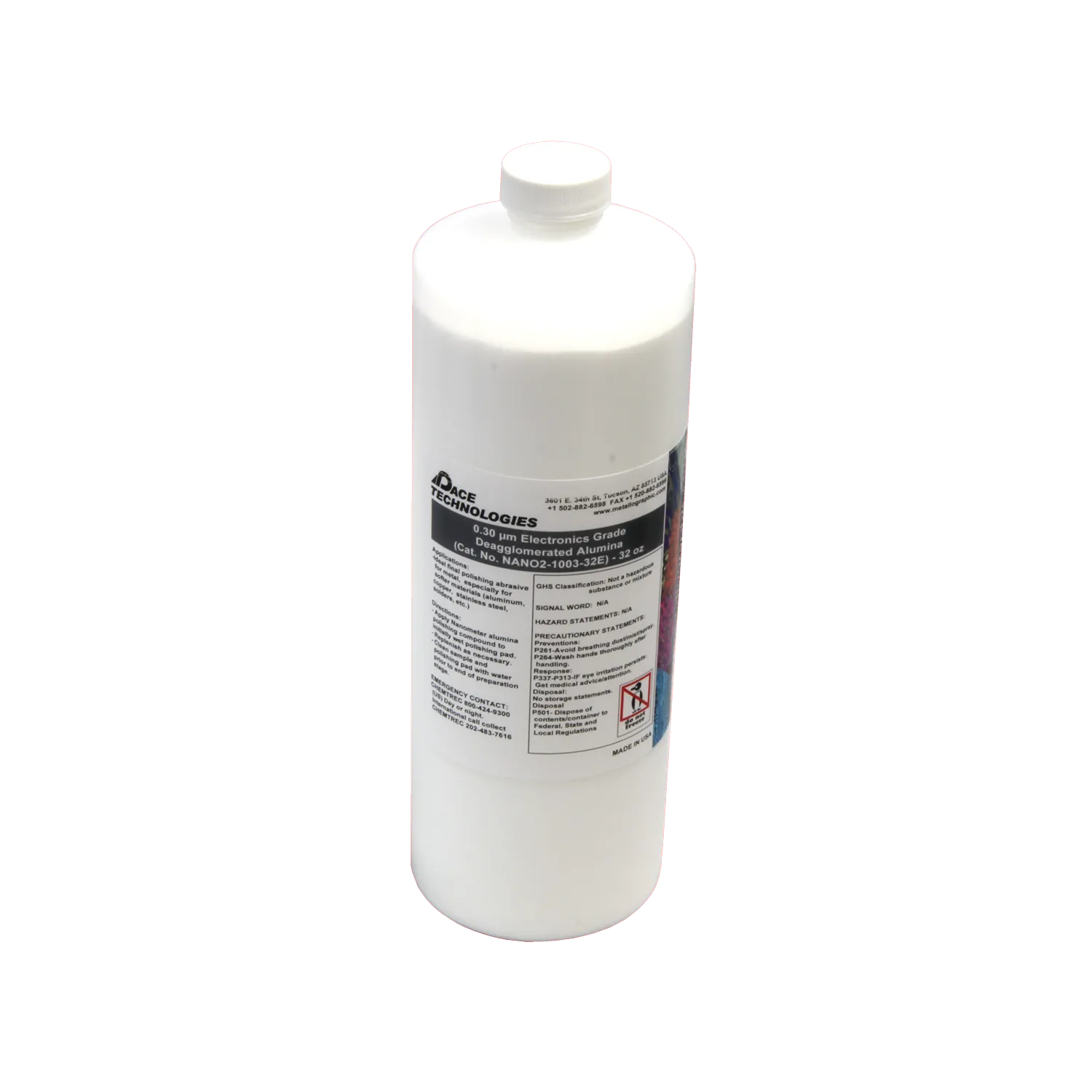 Suspensión de pulido de alúmina desaglomerada de grado electrónico, 0,30 micrones, NANO2-1003-E