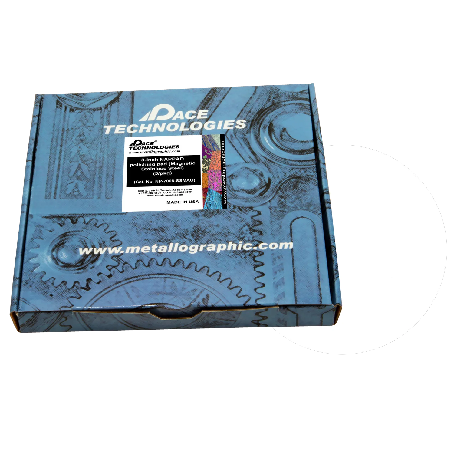 Almohadilla de pulido NAPPAD de 8" con respaldo de acero inoxidable magnético, NP-7008-SSMAG