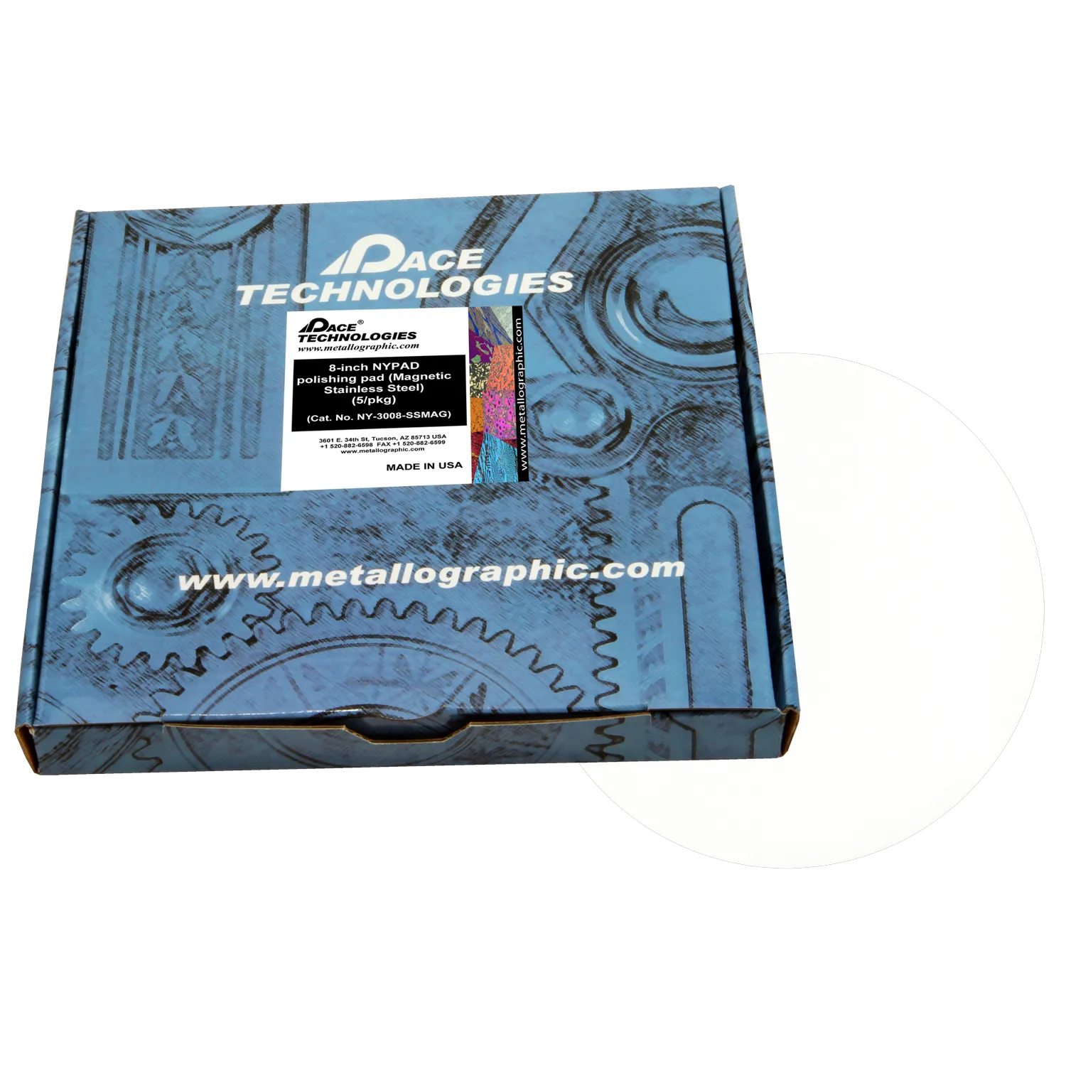 Almohadilla de pulido NYPAD de 8" con respaldo magnético de acero inoxidable, NY-3008-SSMAG