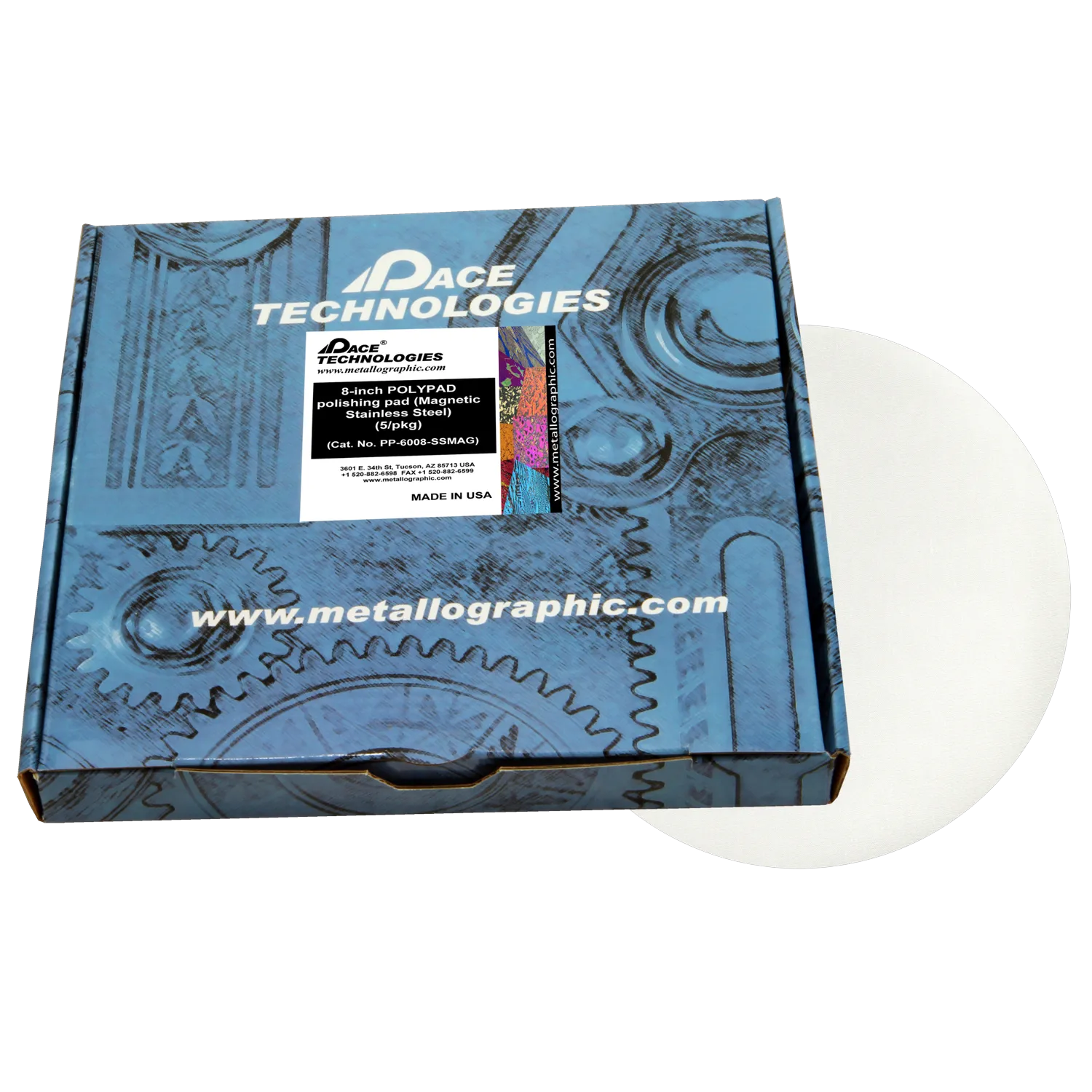 Almohadilla de pulido POLYPAD de 8" con respaldo magnético de acero inoxidable, PP-6008-SSMAG