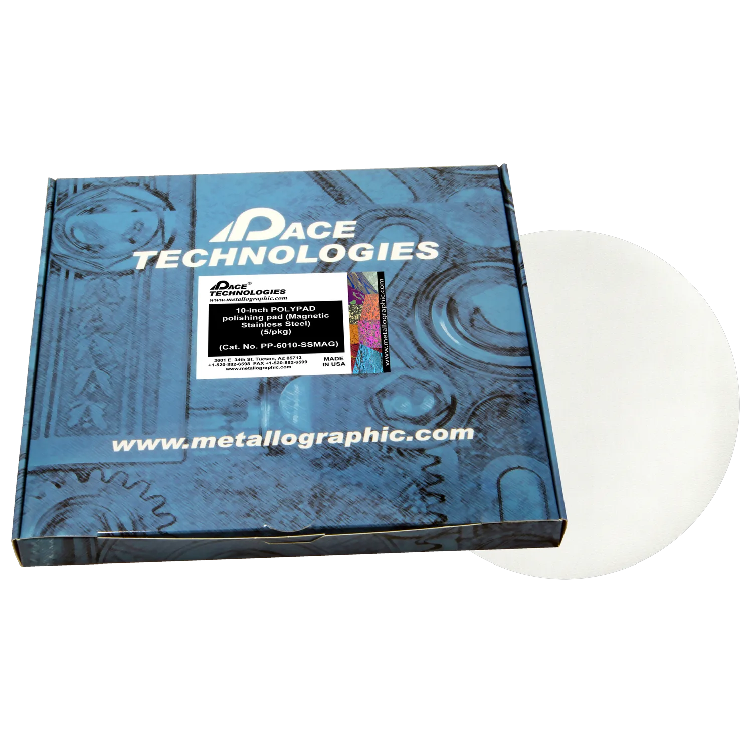 Almohadilla de pulido POLYPAD de 10" con respaldo magnético de acero inoxidable, PP-6010-SSMAG