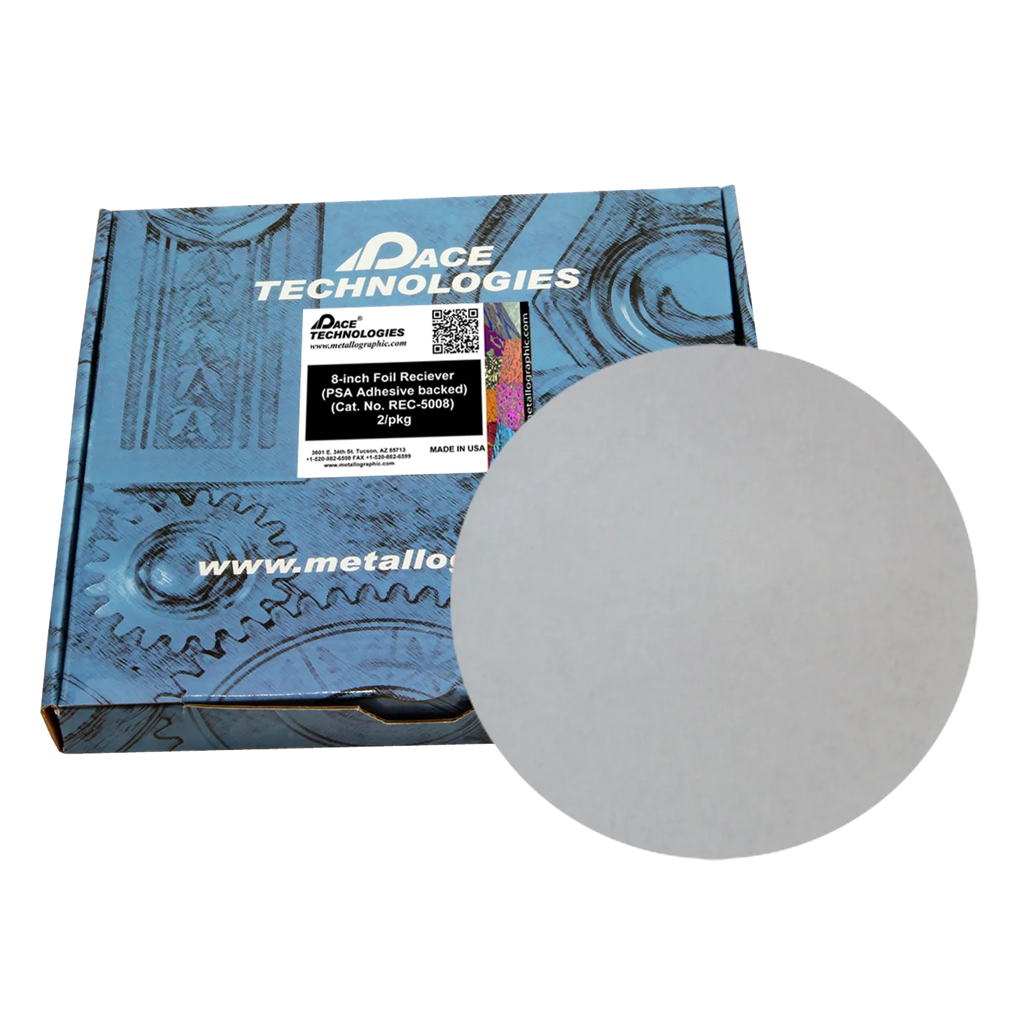 Receptor de 8" para rectificado abrasivo de láminas de SiC con respaldo de PSA (2/paquete), REC-5008