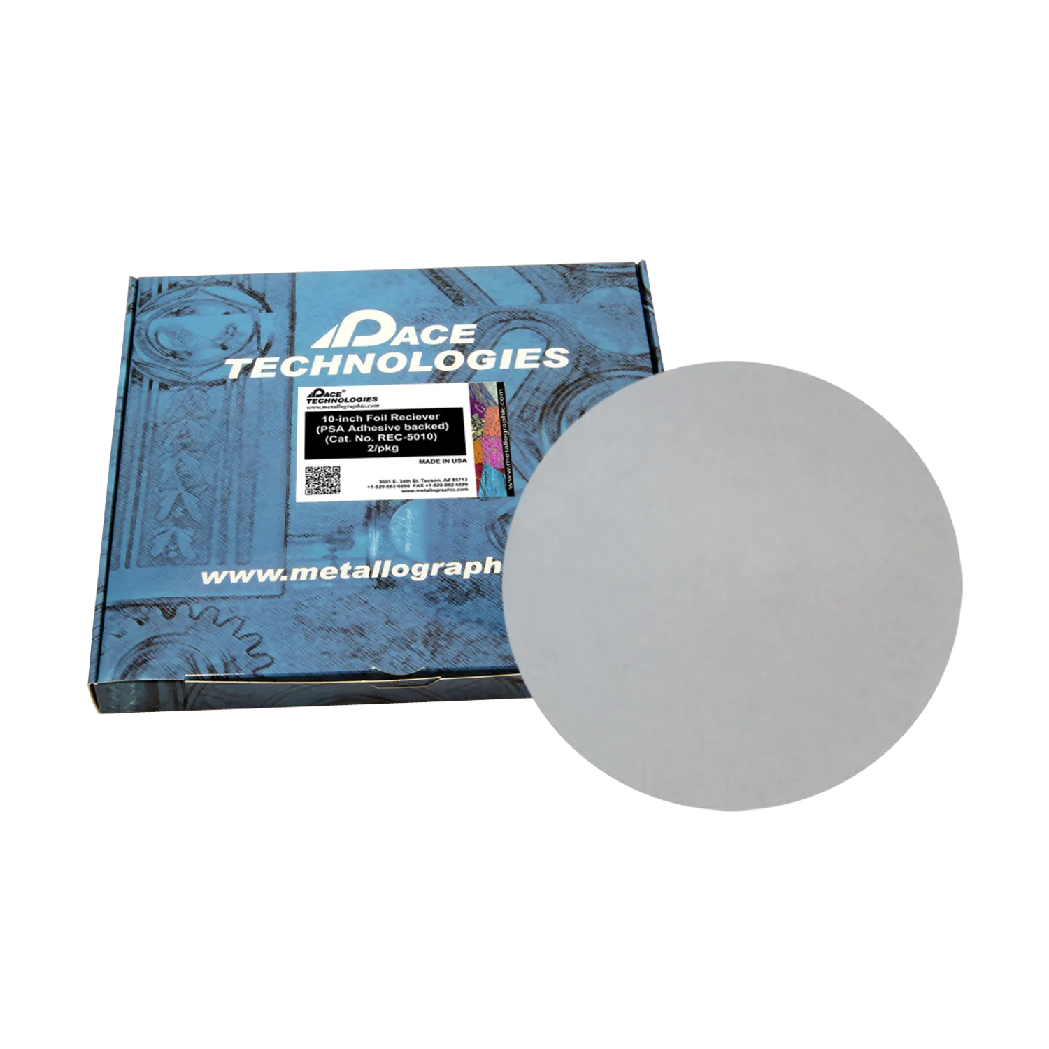 10" Receiver for SiC Foil Abrasive Grinding with PSA backed (2/pkg), REC-5010