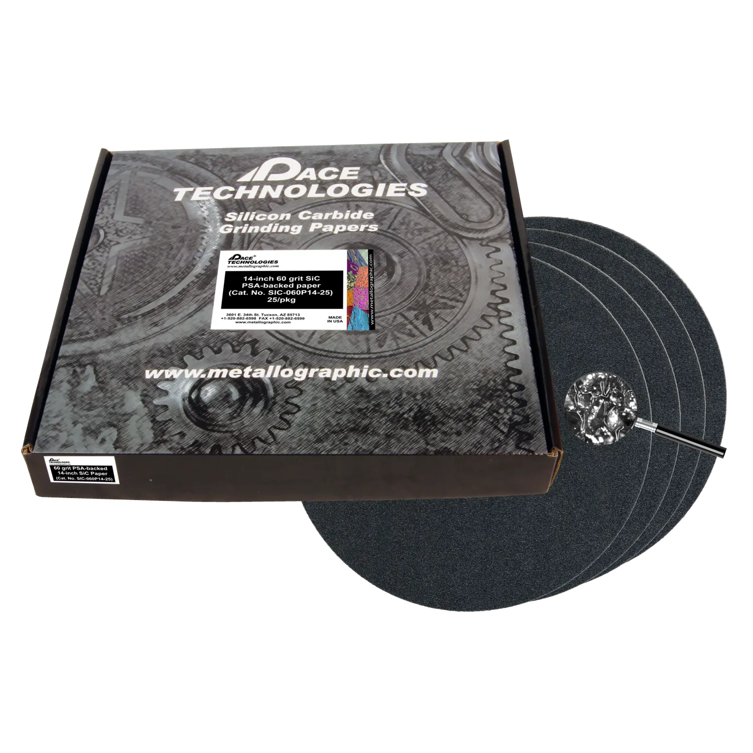 Papeles abrasivos SiC de 14" con respaldo de PSA, grano 60, SIC-060P14