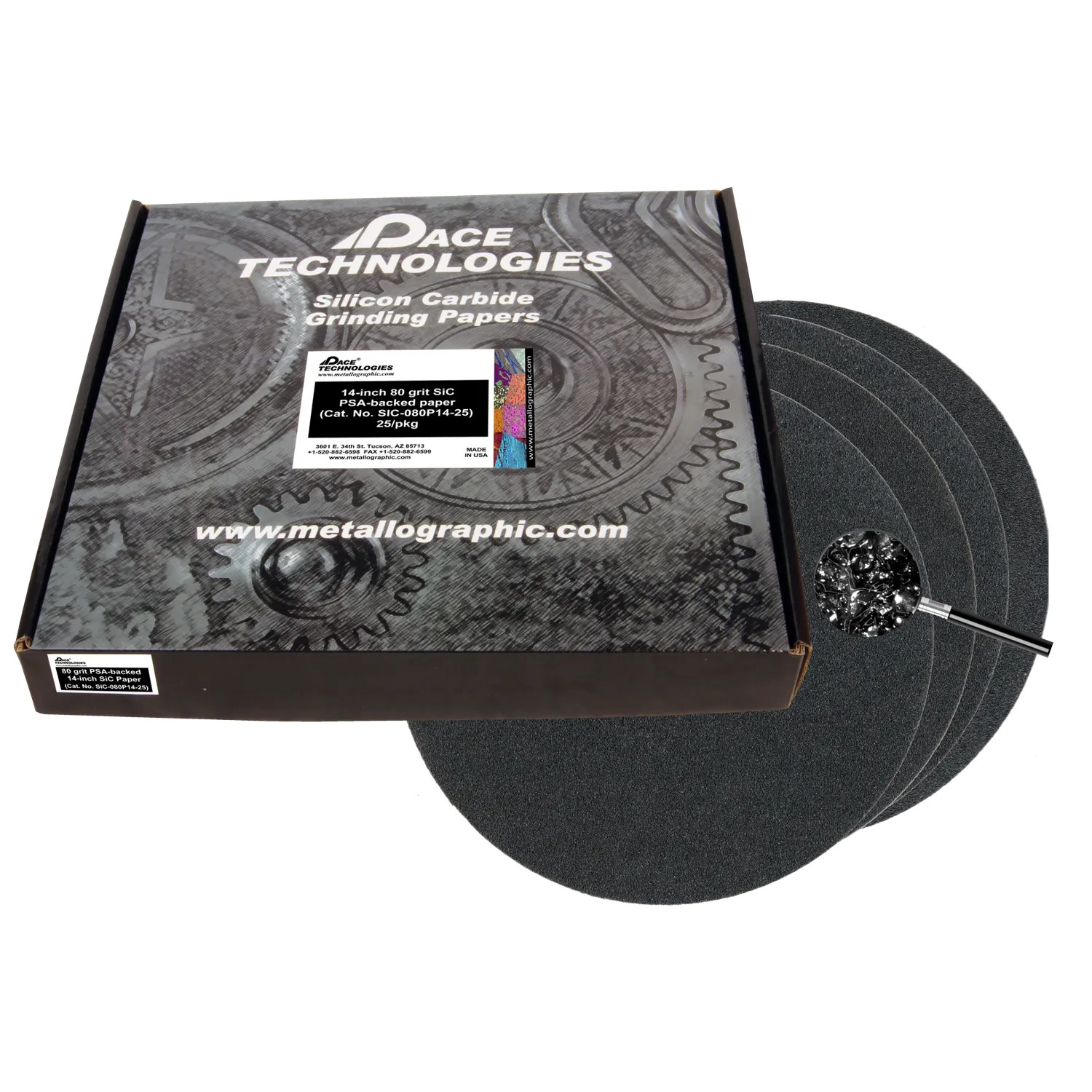 Papeles abrasivos SiC de 14" con respaldo de PSA, grano 80, SIC-080P14