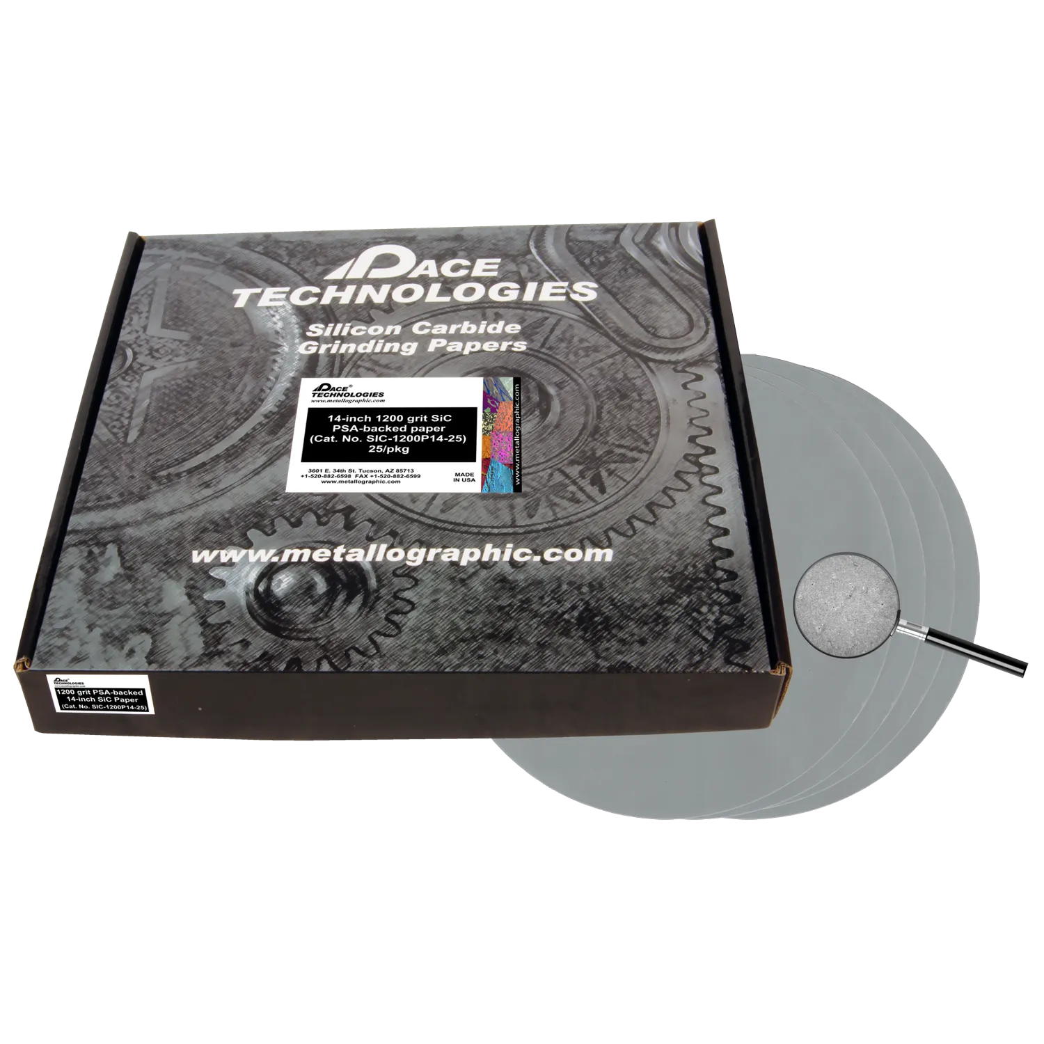 Papeles abrasivos SiC de 14" con respaldo de PSA, grano 1200, SIC-1200P14