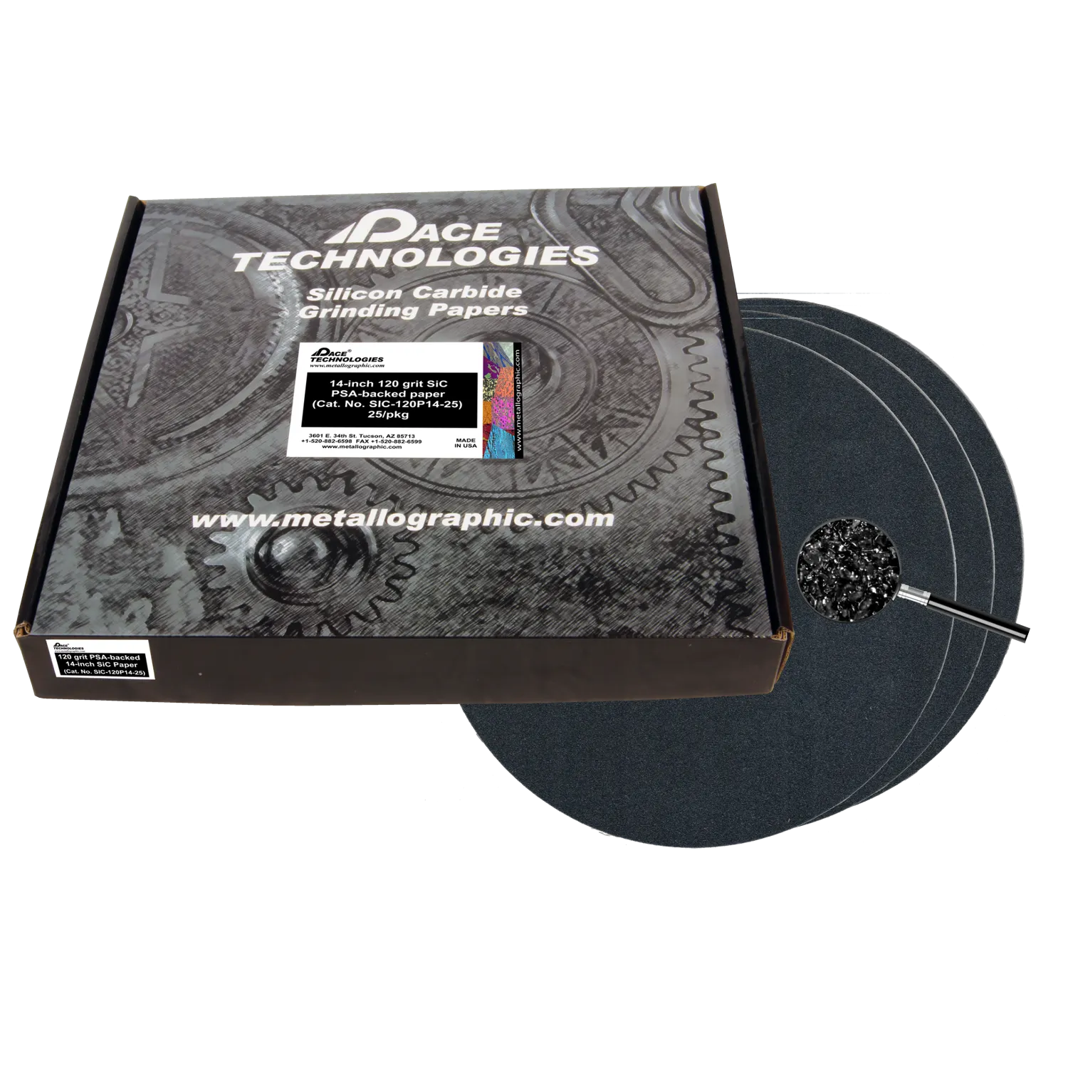Papeles abrasivos SiC de 14" con respaldo de PSA, grano 120, SIC-120P14
