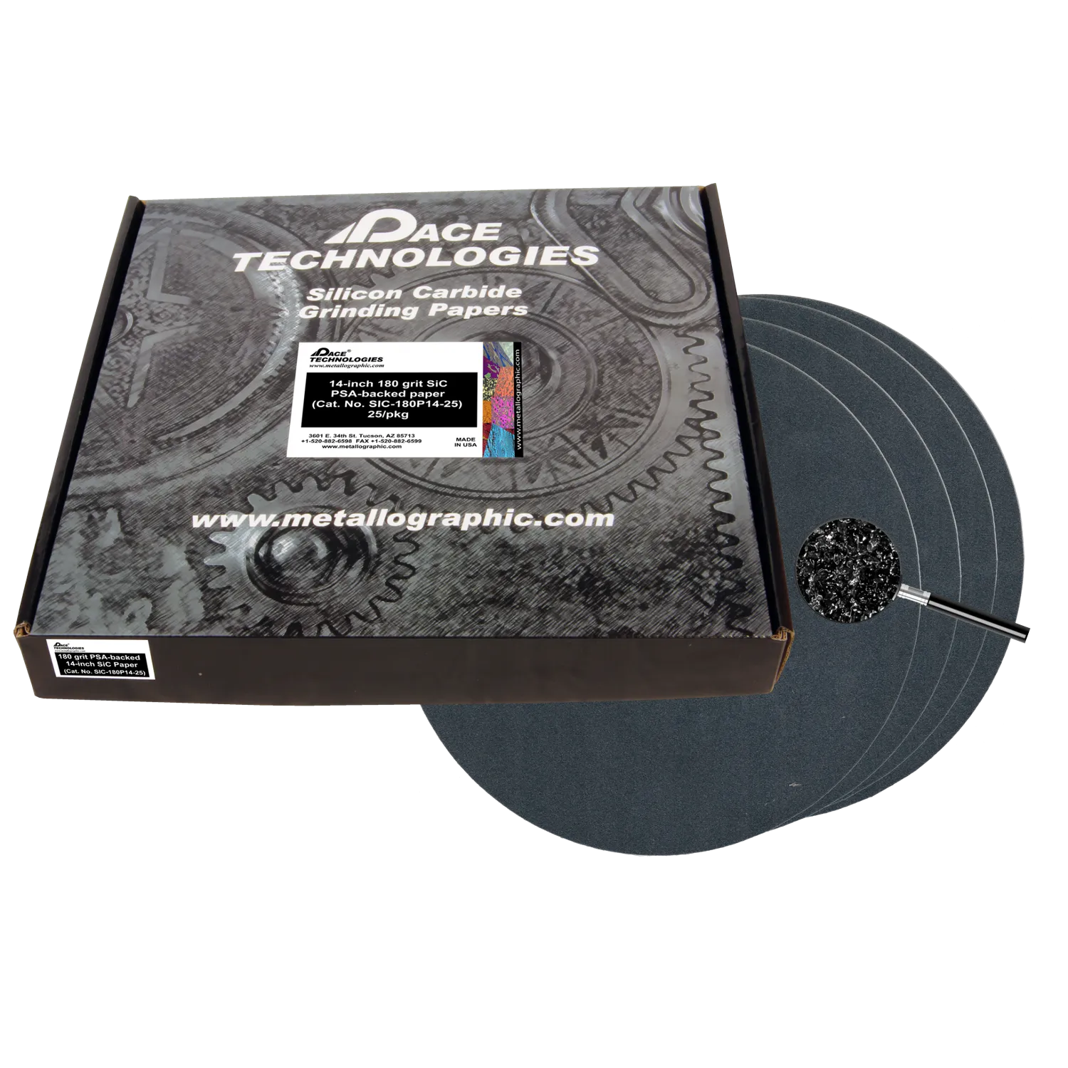 Papeles abrasivos de SiC de 14" con respaldo de PSA, grano 180, SIC-180P14