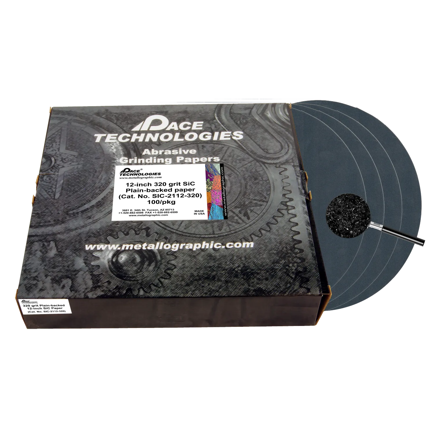 12" SiC Grinding Papers with Plain backed, 320 grit, 100/box, SIC-2112-320