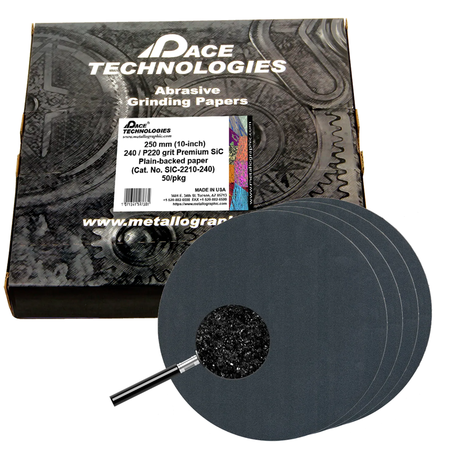 10" Premium SiC Grinding Papers with Plain backed, 240 grit, 50/box, SIC-2210-240