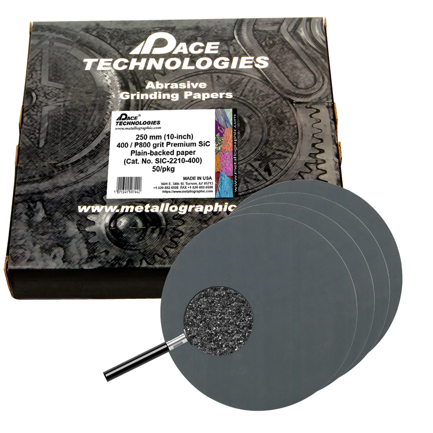 10" Premium SiC Grinding Papers with Plain backed, 400 grit, 50/box, SIC-2210-400