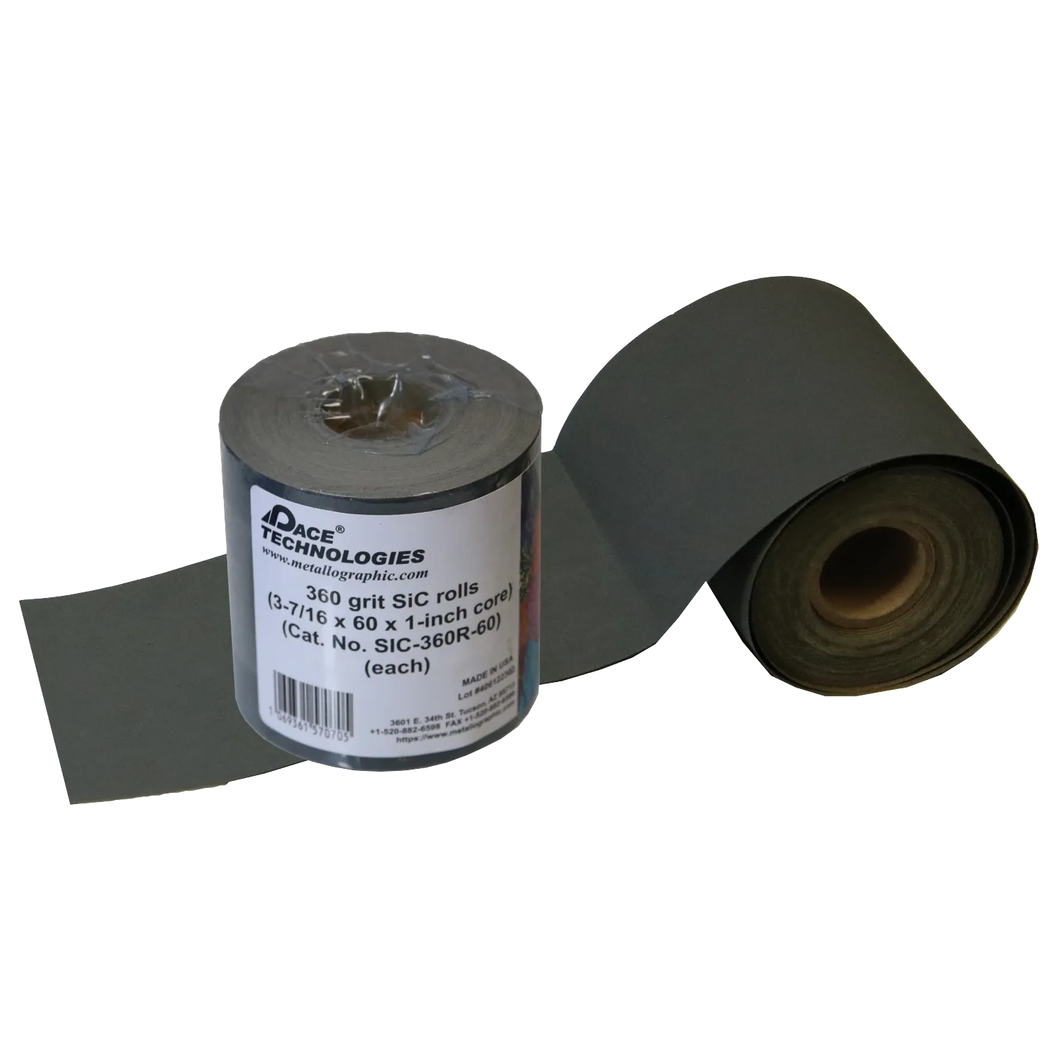 Rollo de SiC (3-7/16 pulgadas, 60 pies, núcleo de 1 pulgada), grano 360, 1/caja, SIC-360R-60