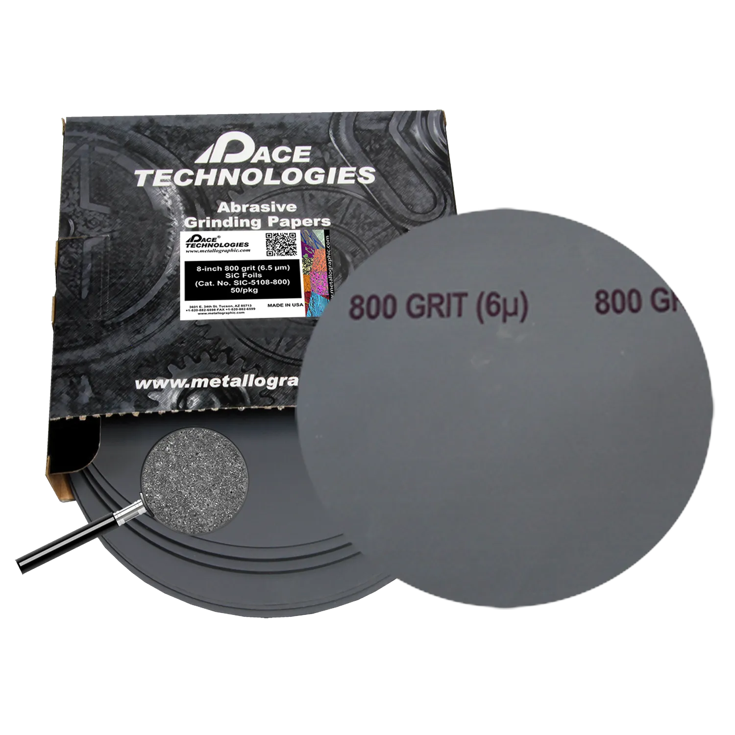 Lámina abrasiva de SiC de 8", grano 800, 50/caja, SIC-5108-800