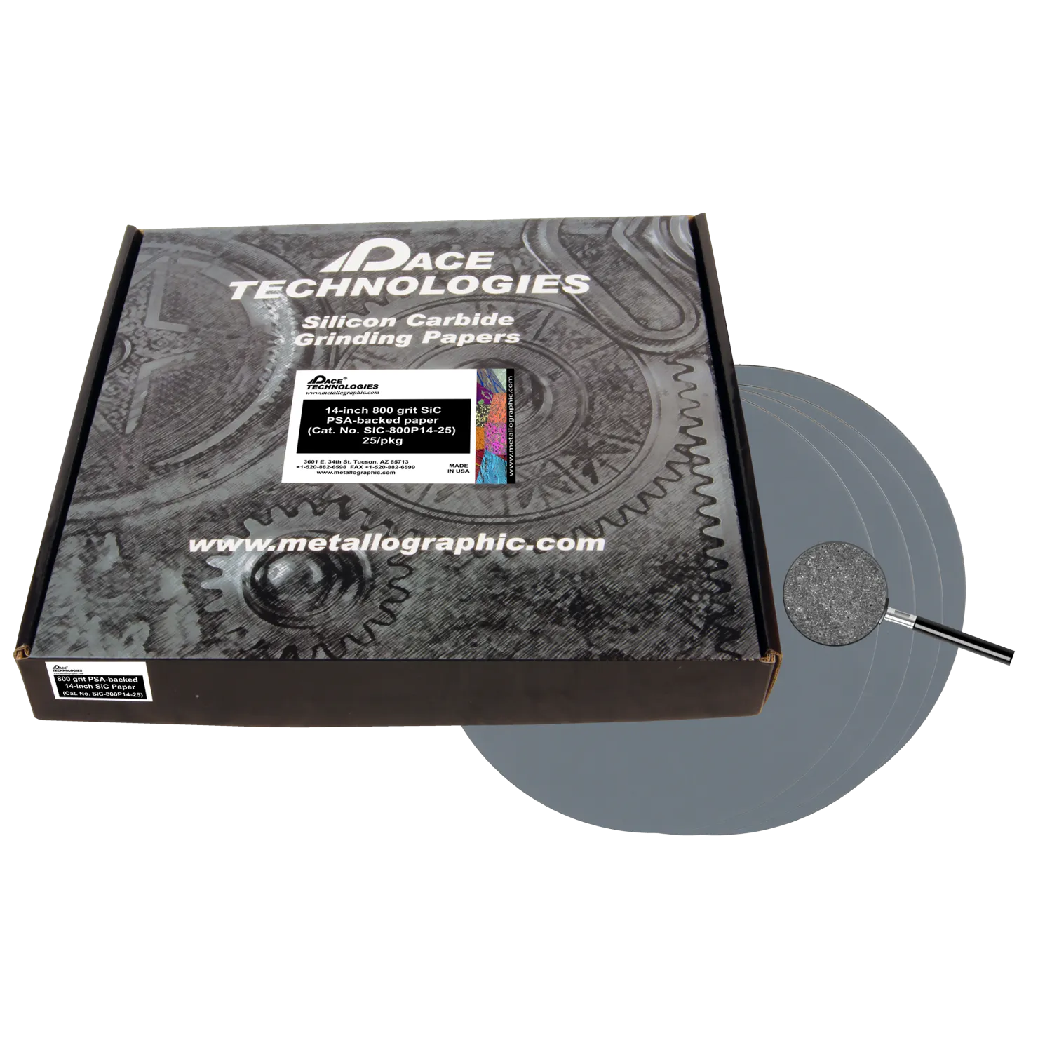 Papeles abrasivos SiC de 14" con respaldo de PSA, grano 800, SIC-800P14