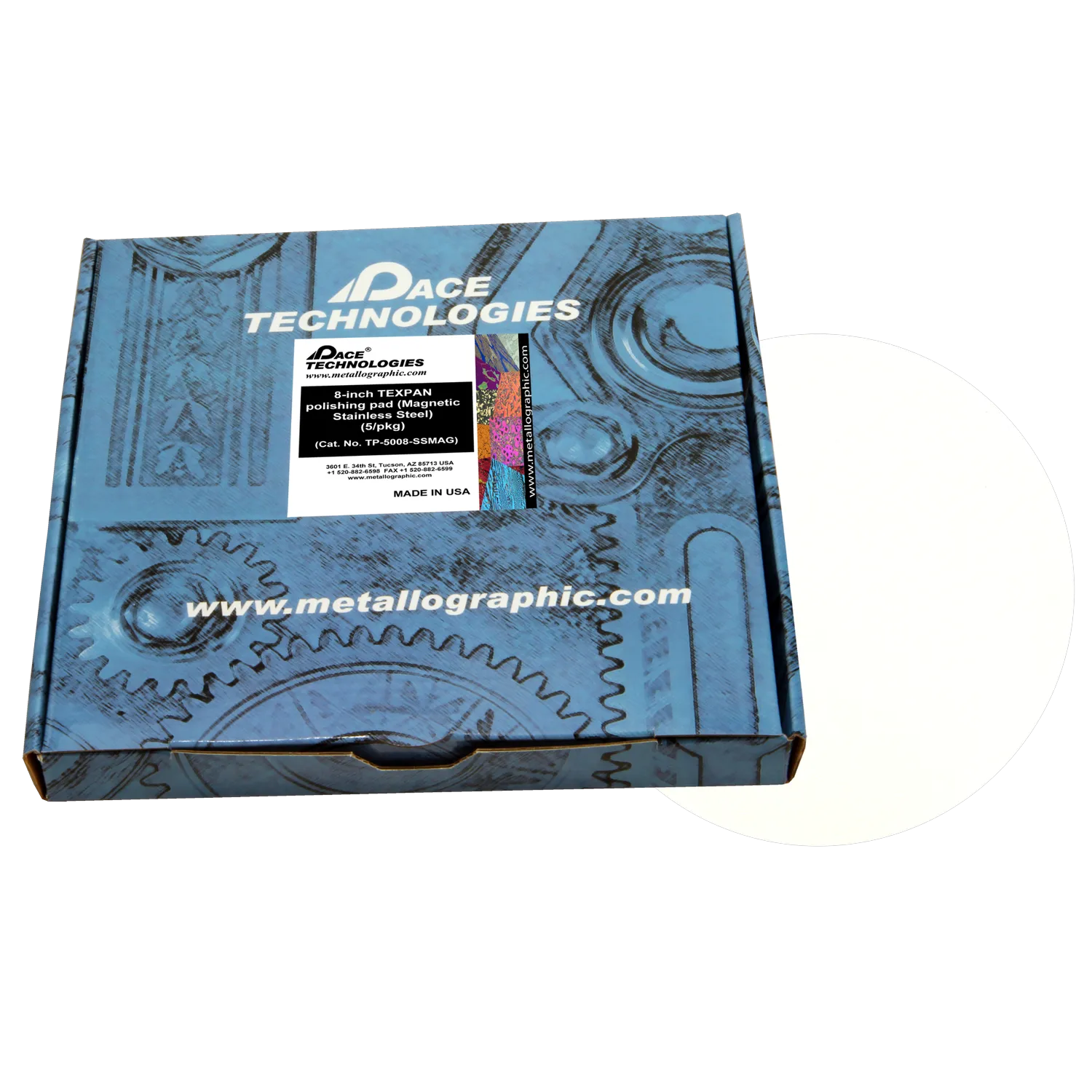 8" TEXPAN Polishing Pad with Magnetic Stainless Steel Backing, TP-5008-SSMAG