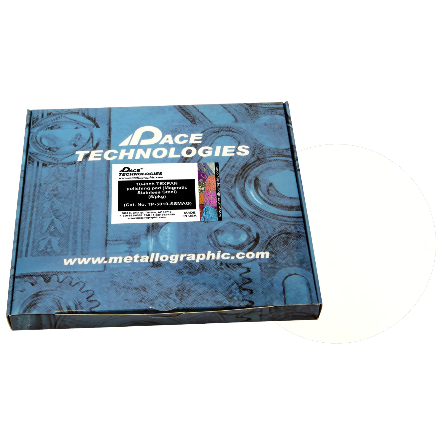 Almohadilla de pulido TEXPAN de 10" con respaldo magnético de acero inoxidable, TP-5010-SSMAG