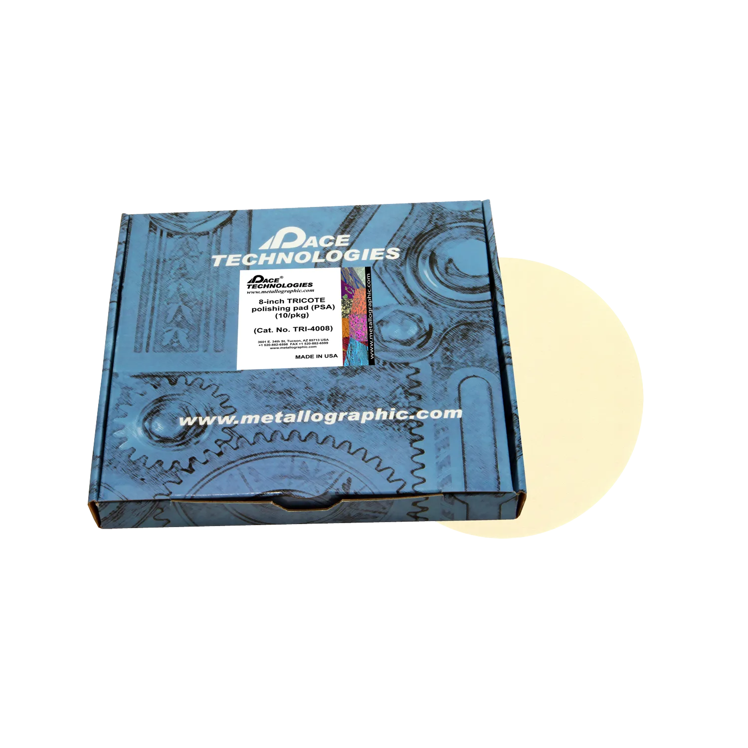 Almohadilla de pulido TRICOTE de 8" con respaldo de PSA, TRI-4008