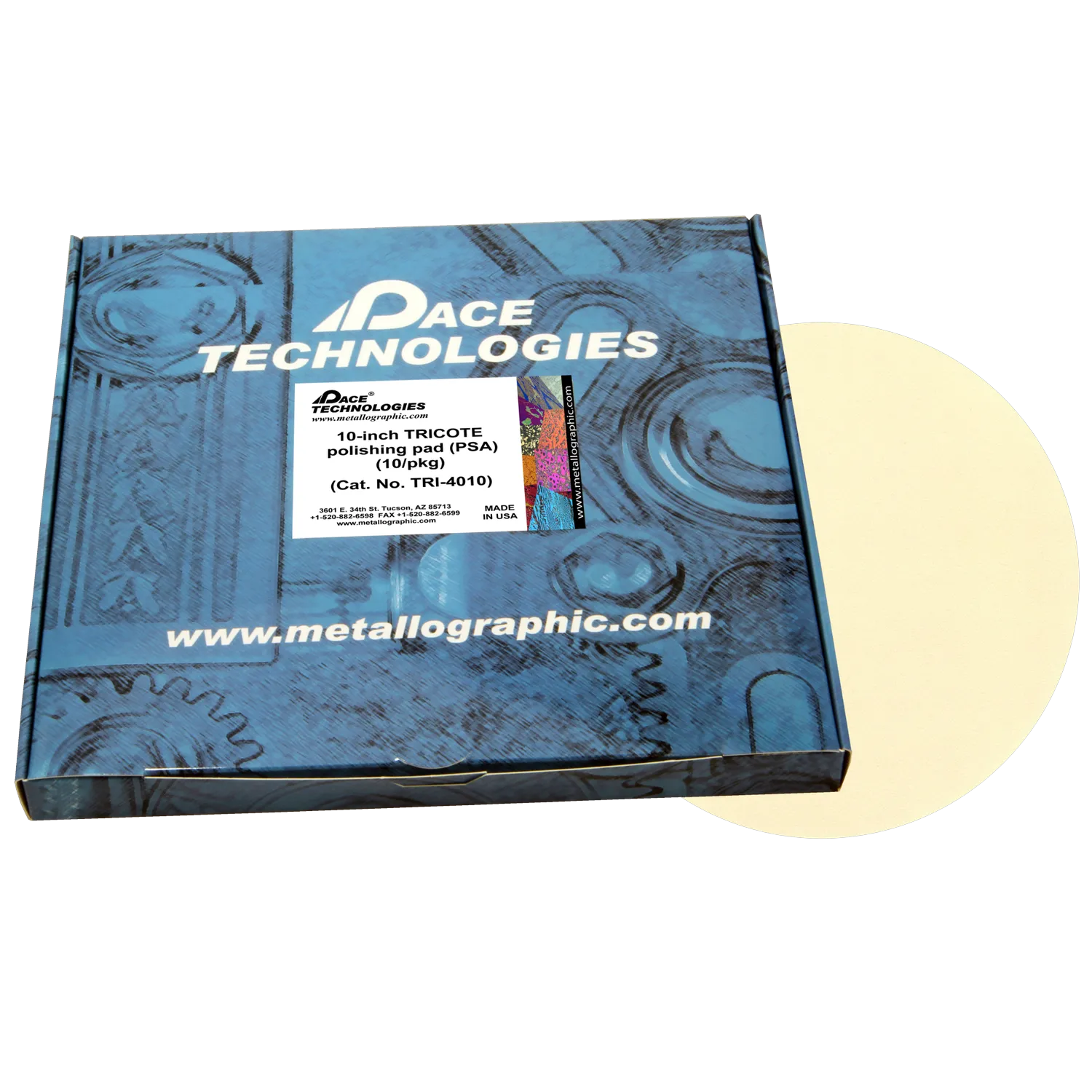 Almohadilla de pulido TRICOTE de 10" con respaldo de PSA, TRI-4010