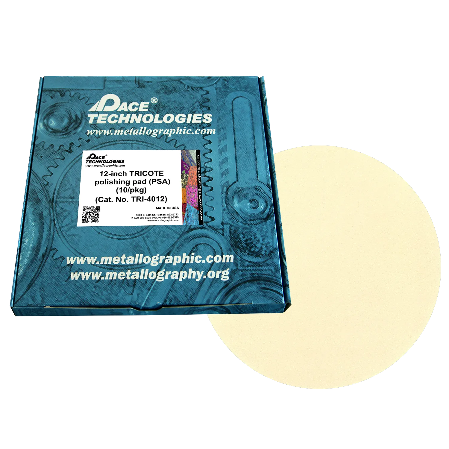 Almohadilla de pulido TRICOTE de 12" con respaldo de PSA, TRI-4012