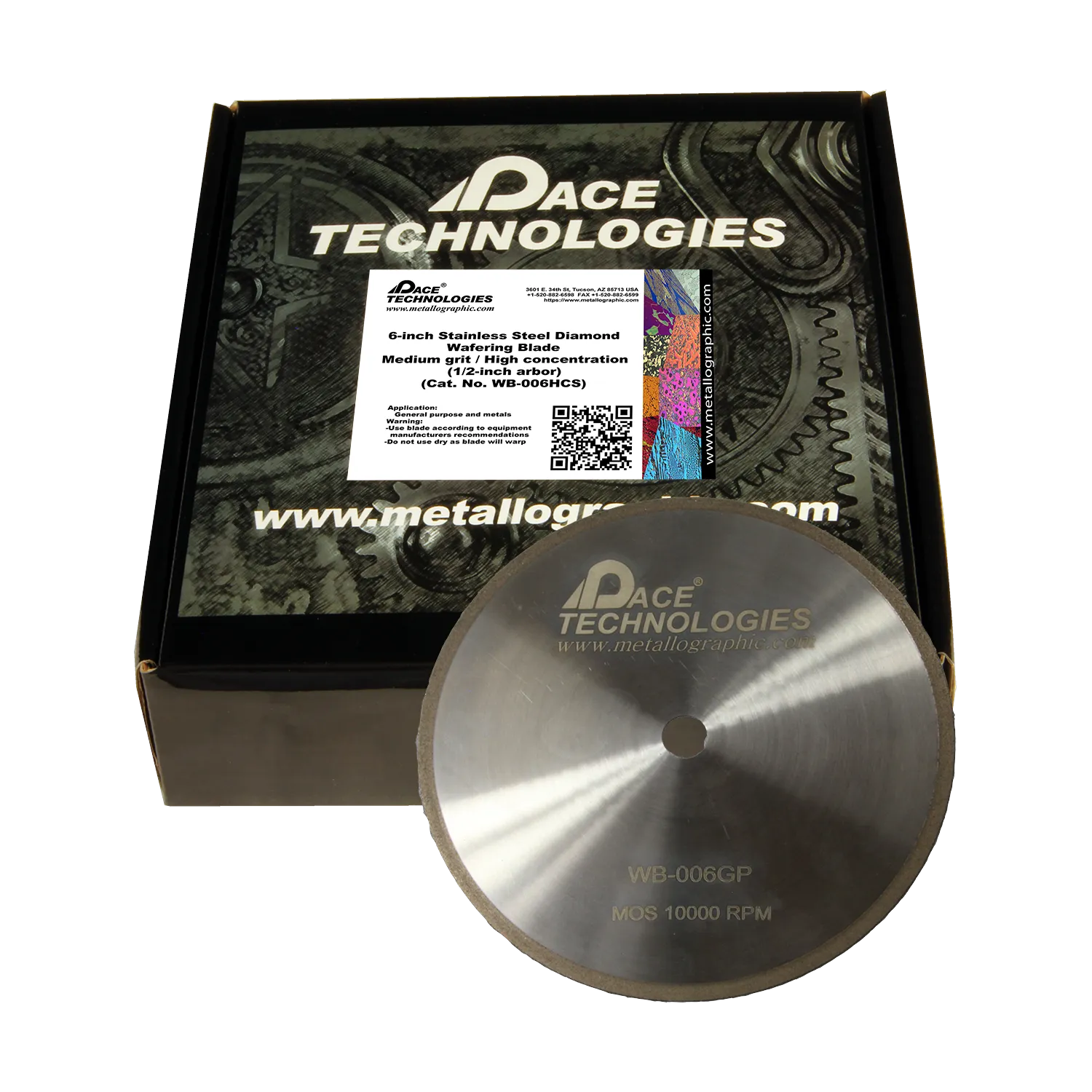 Hoja de diamante para obleas de 6" con núcleo de acero inoxidable (alta concentración), WB-006HCS