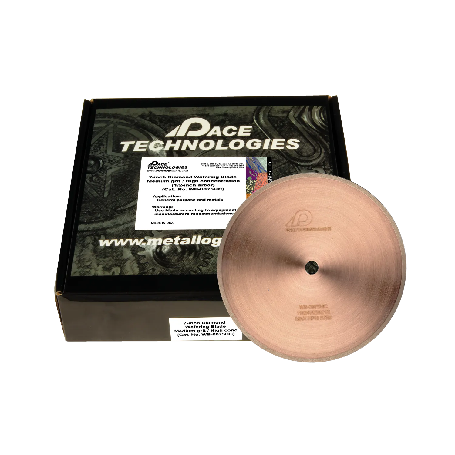 Hoja de diamante para obleas de 7" (grano medio/alta concentración), WB-0075HC