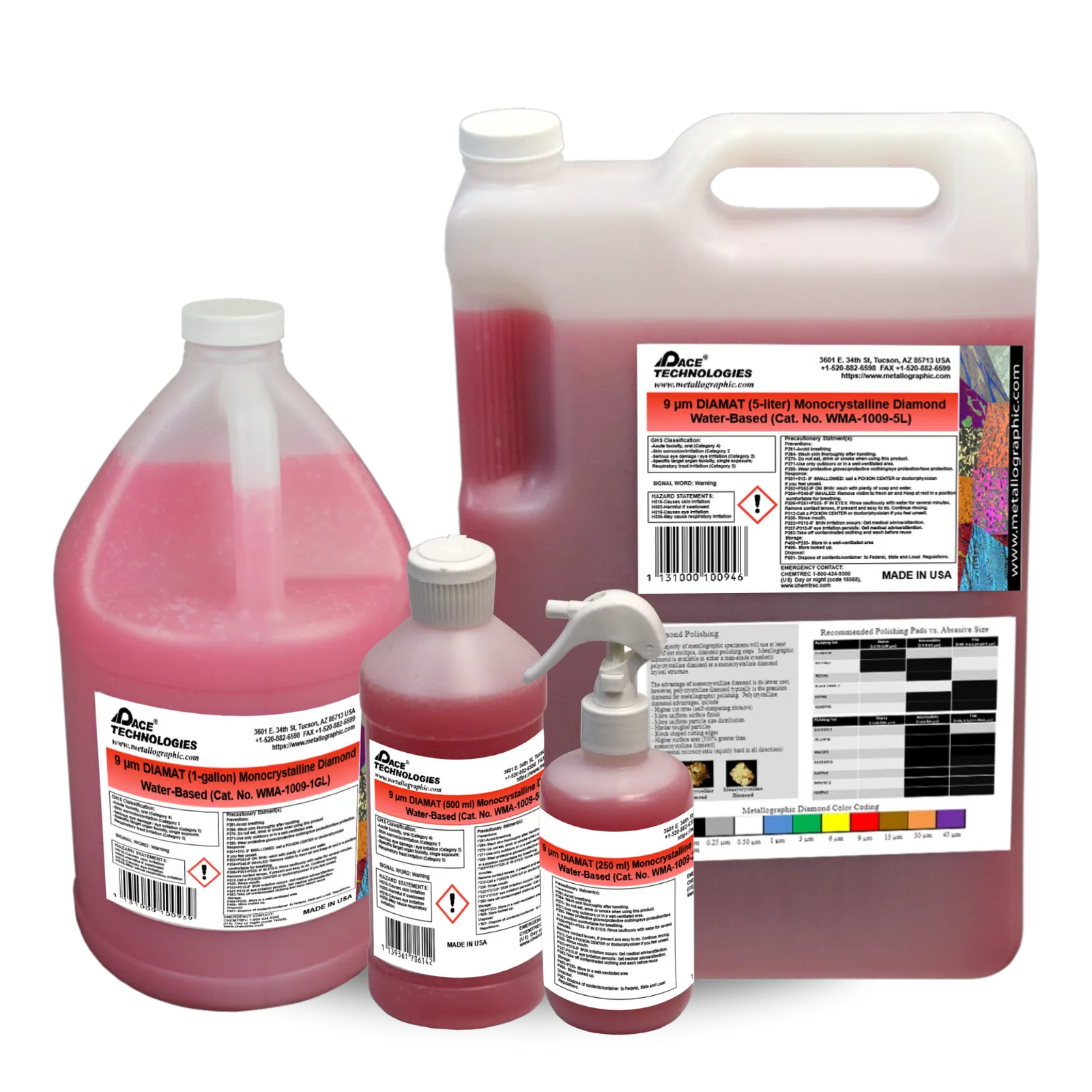 Suspensión abrasiva de diamante monocristalino a base de agua DIAMAT, 9 micrones, WMA-1009