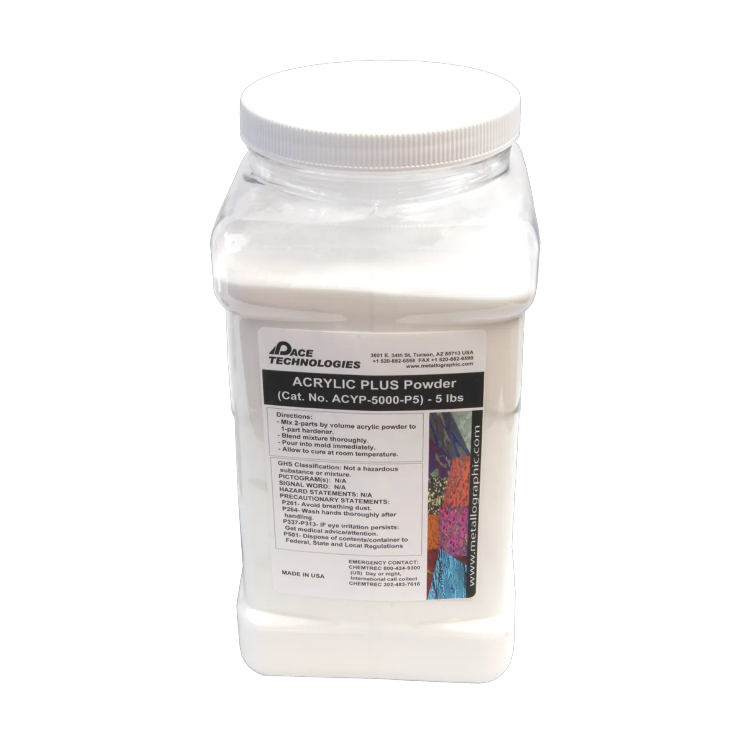 ACRYLIC PLUS Castable Mounting Resin (powder), ACYP-5000-P