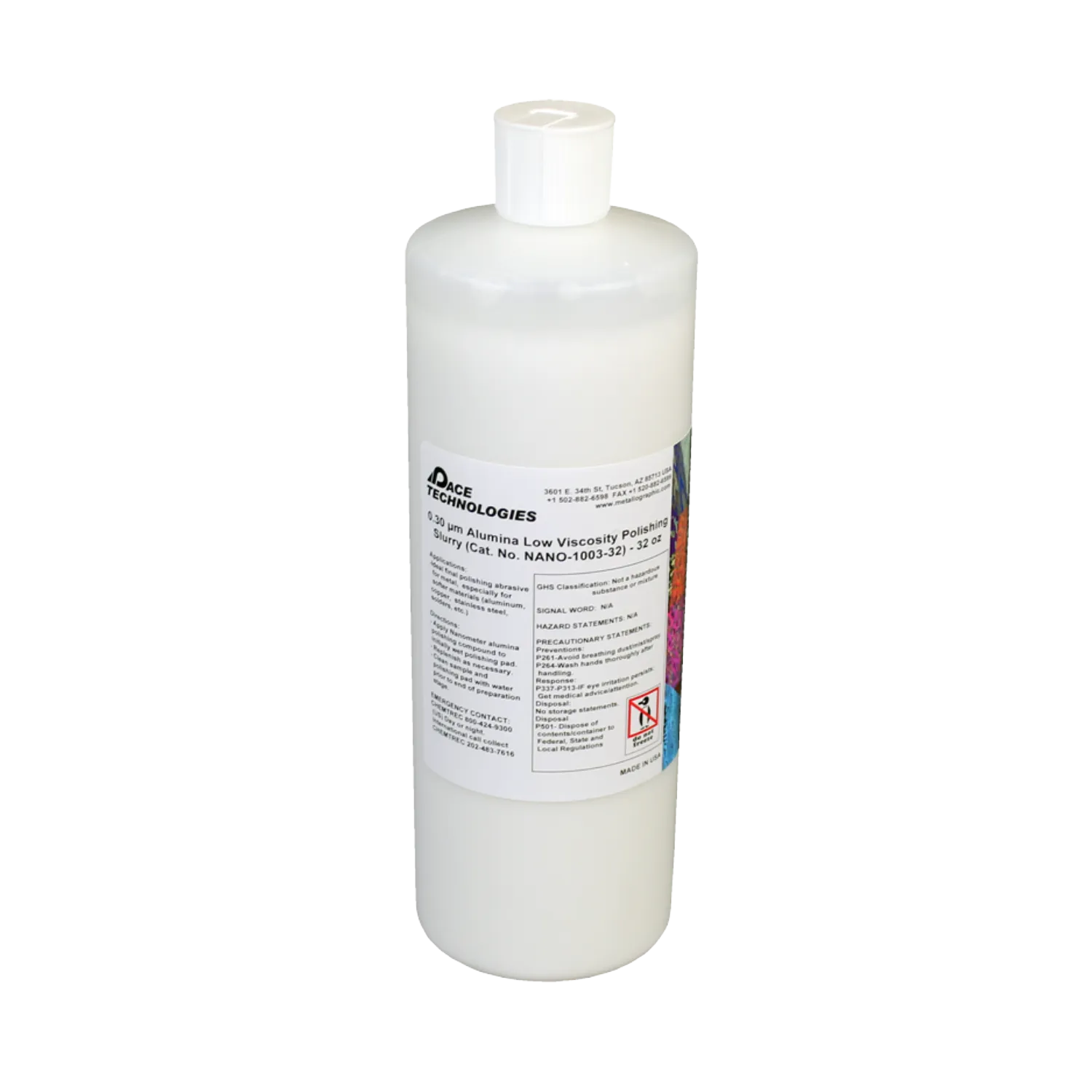 NANO Low Viscosity Alumina Polishing Slurry, 0.30 micron, NANO-1003