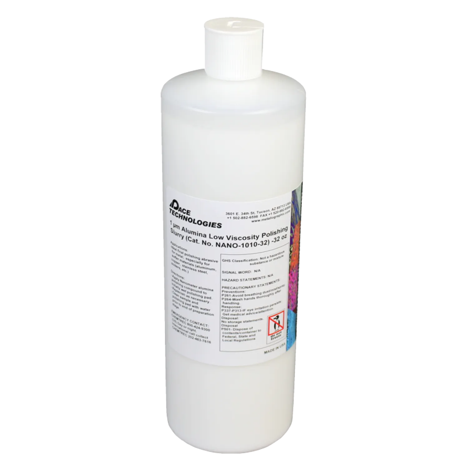 NANO Low Viscosity Alumina Polishing Slurry, 1 micron, NANO-1010