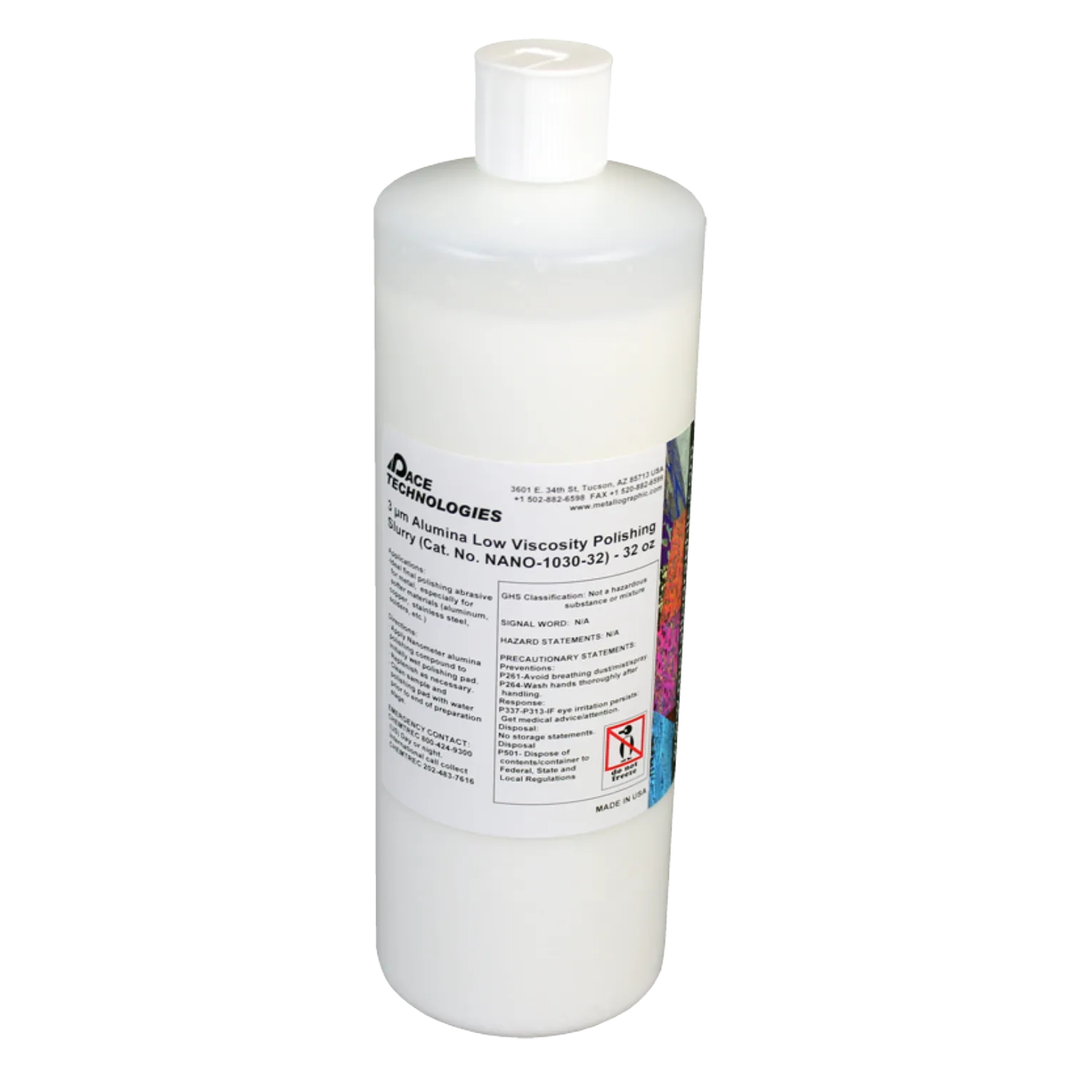 NANO Low Viscosity Alumina Polishing Slurry, 3 micron, NANO-1030