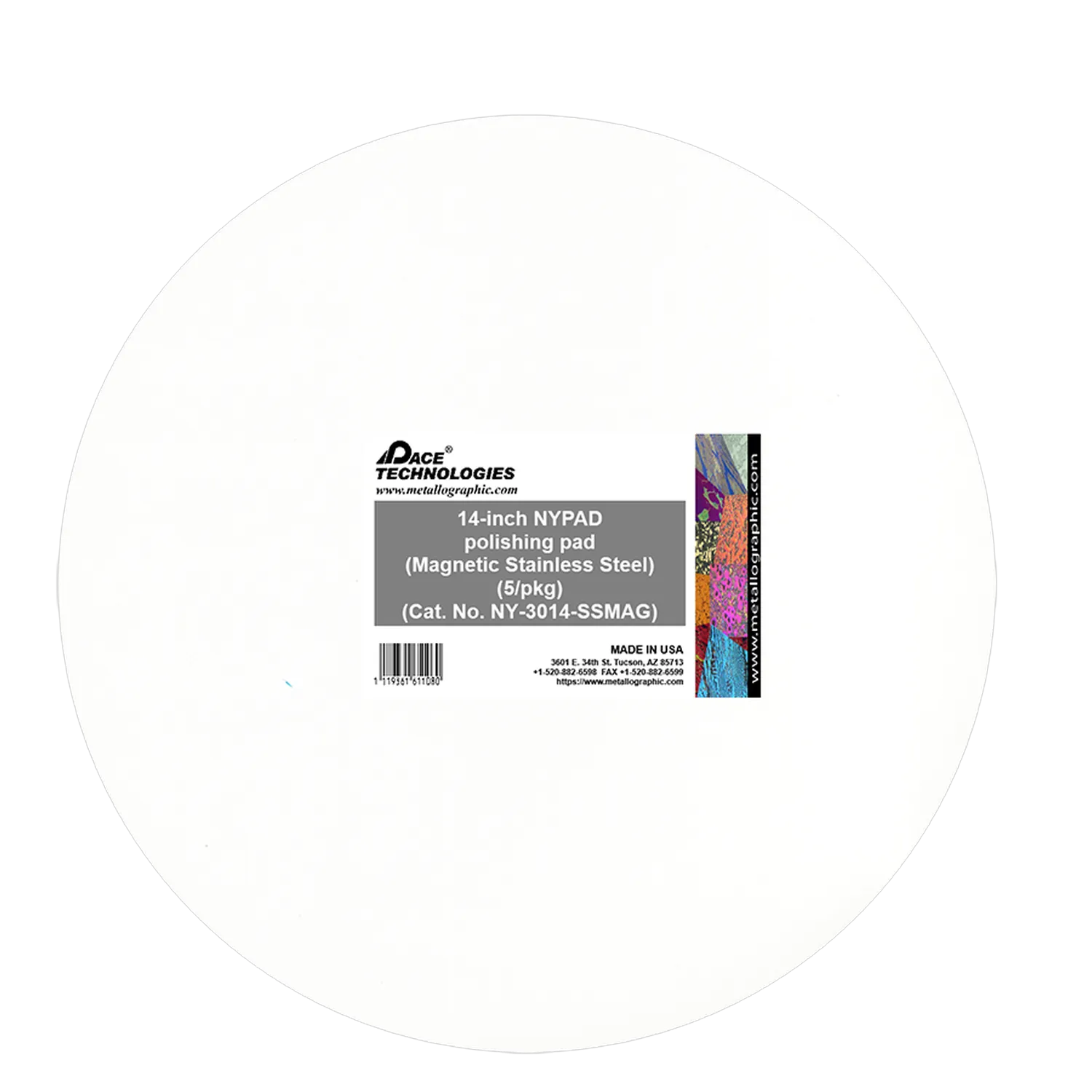 14" NYPAD Polishing Pad with Magnetic Stainless Steel Backing, NY-3014-SSMAG