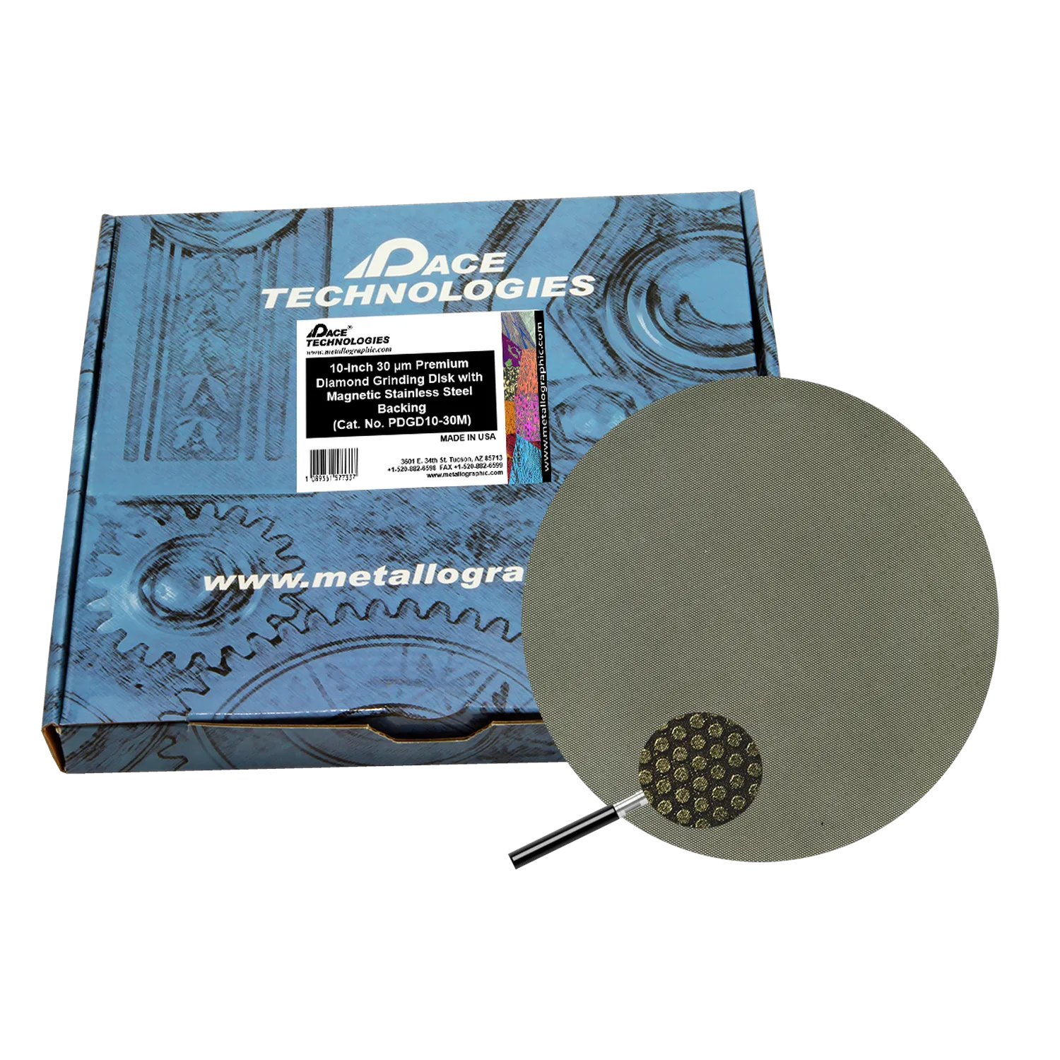 10" Diamond Abrasive Grinding Disk with magnetic stainless steel backing, 30 micron, 1/box, PGD10-30M