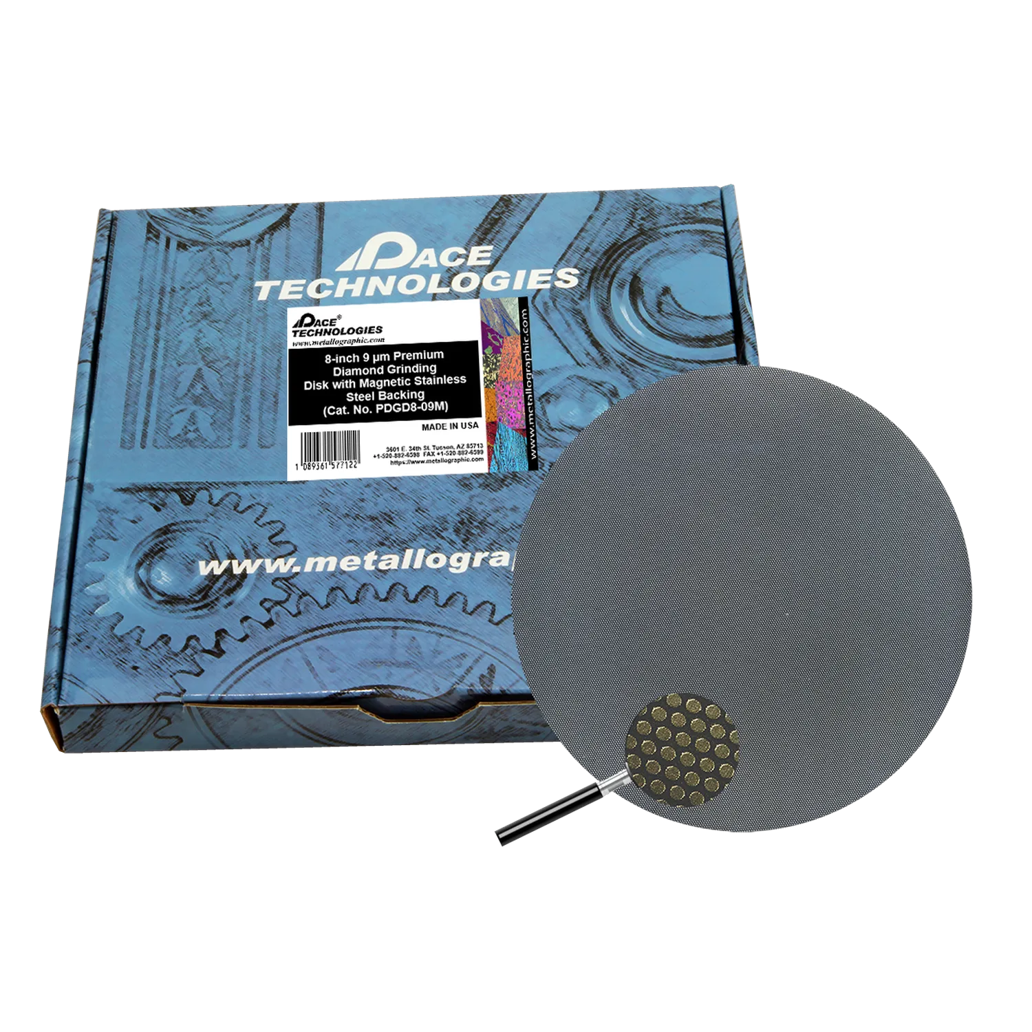 8" Diamond Abrasive Grinding Disk with magnetic stainless steel backing, 9 micron, PGD8-09M