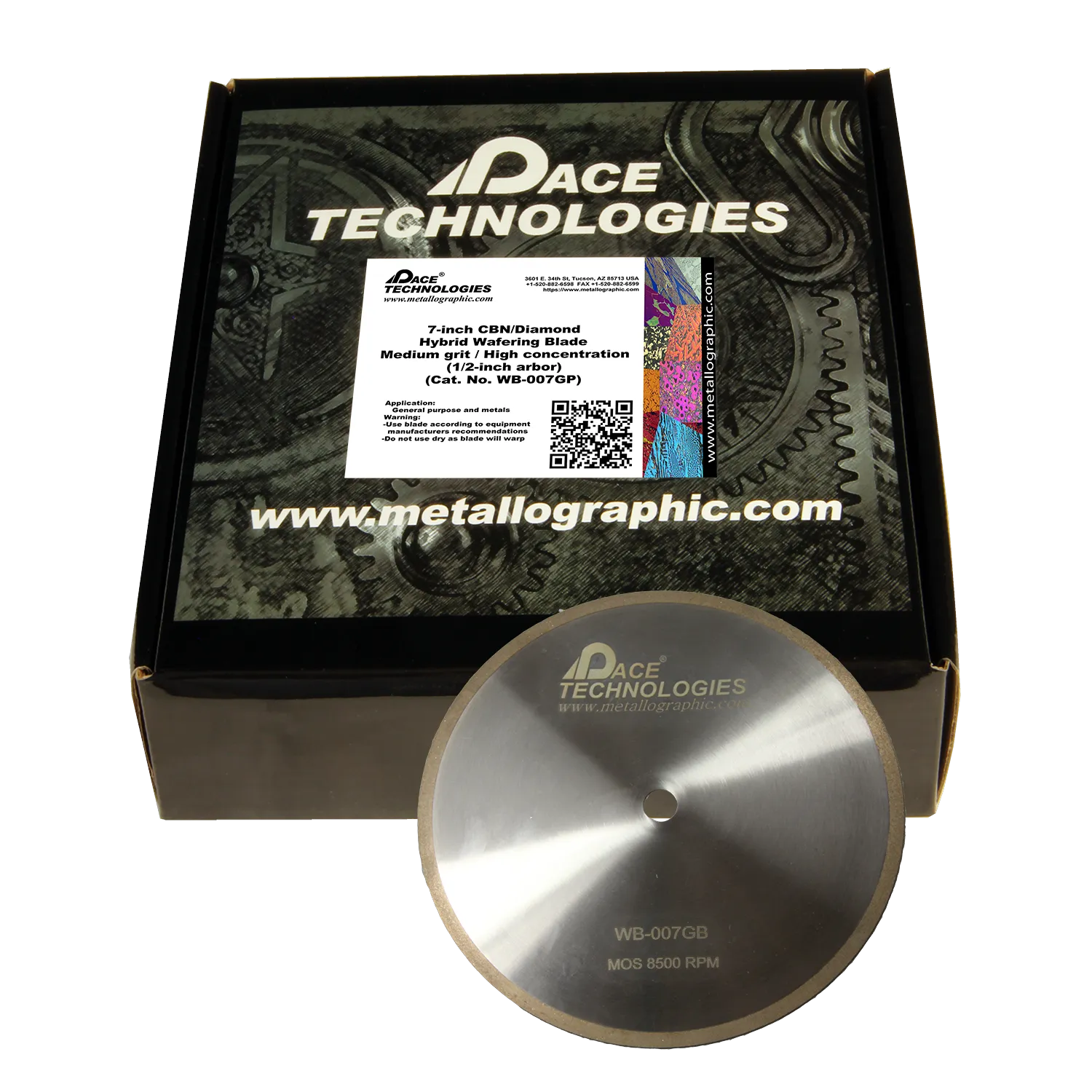 7" Diamond/CBN Wafering Blade with Stainless Steel Core, WB-007GP