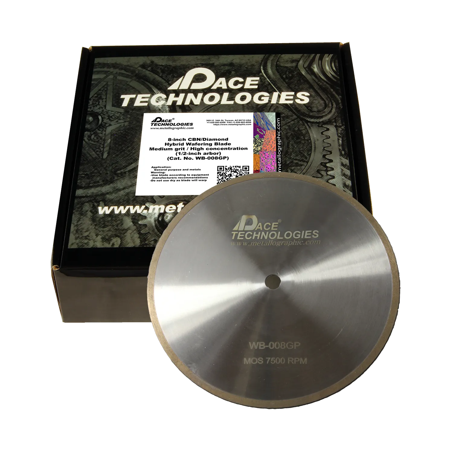 8" Diamond/CBN Wafering Blade with Stainless Steel Core, WB-008GP